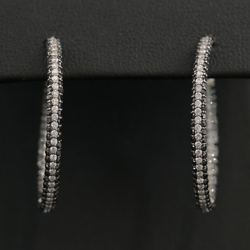Spark 18K White Gold 2.24 CTW Diamond Hoop Earrings With 14K Gold Findings