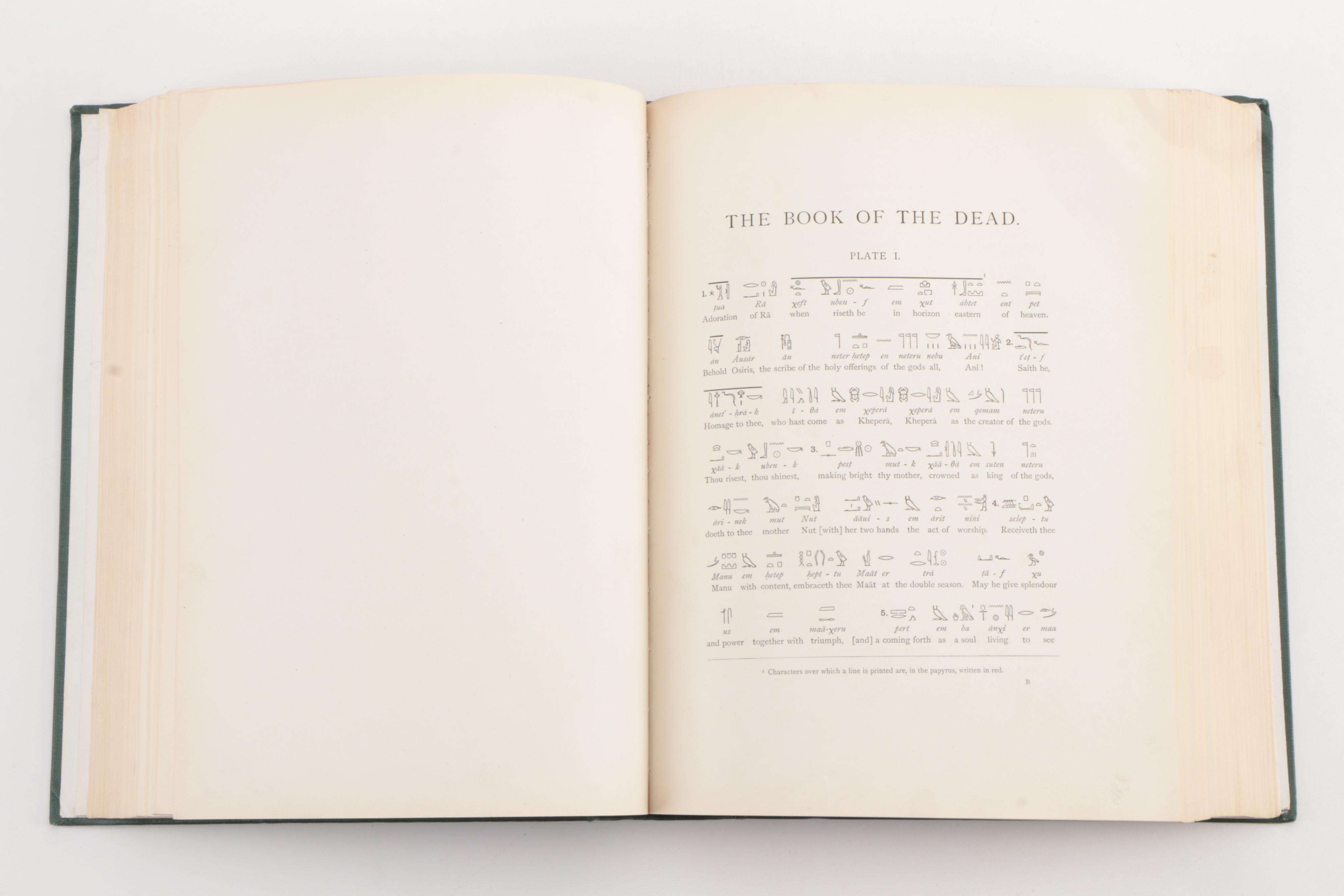 1895 First Edition "The Book of the Dead: The Papyrus of Ani" by E.A. Wallis