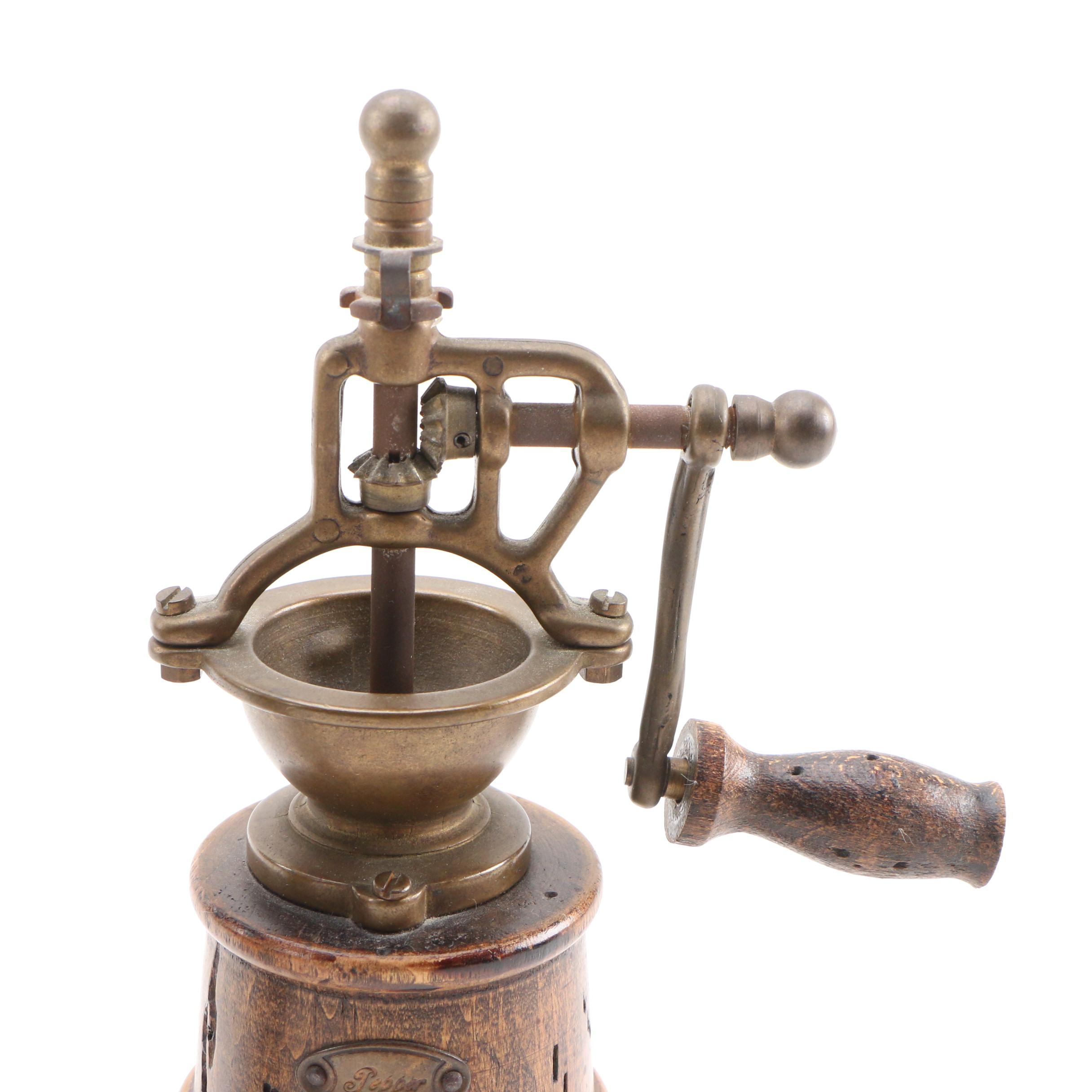 Metal and Turned Wood Pepper Mills