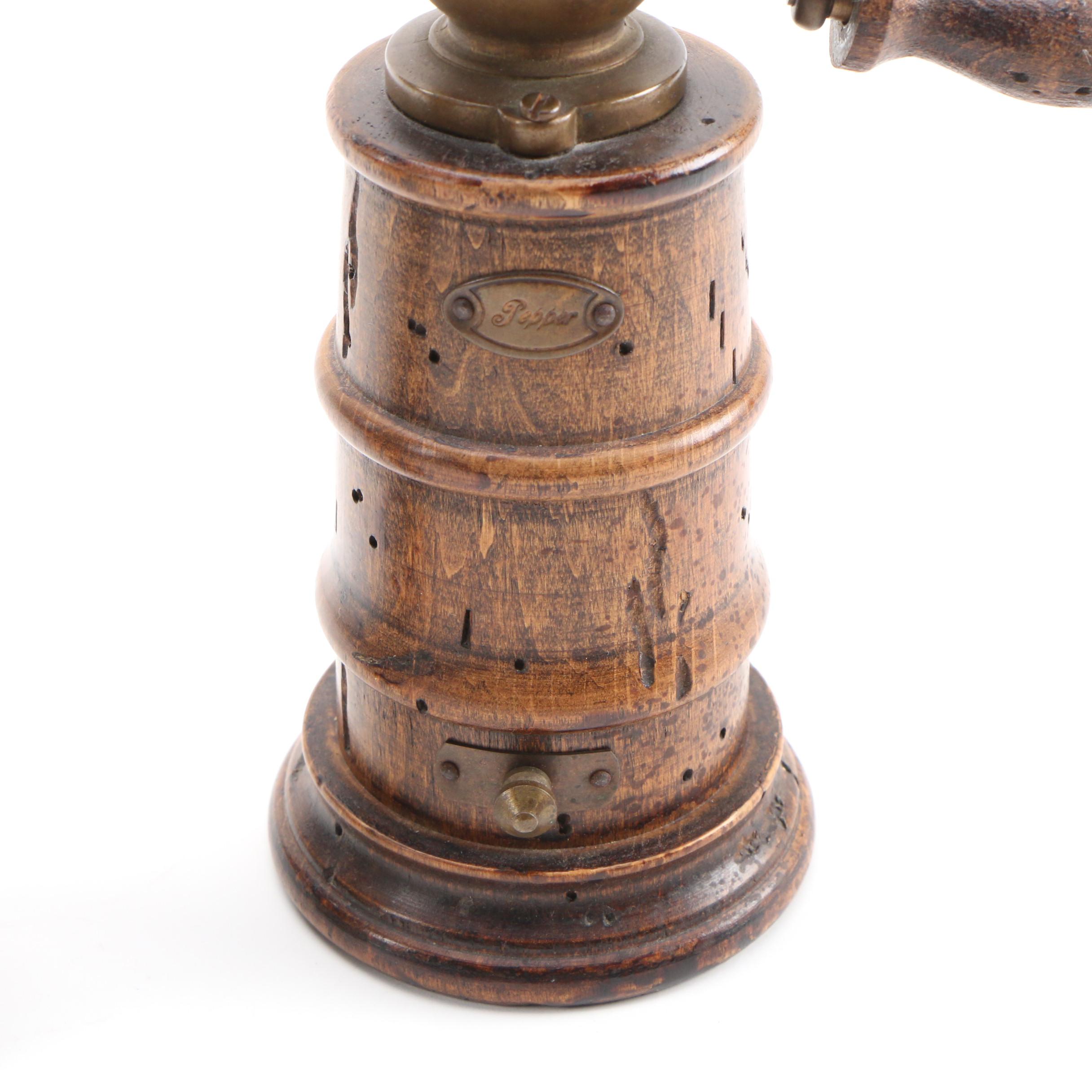 Metal and Turned Wood Pepper Mills