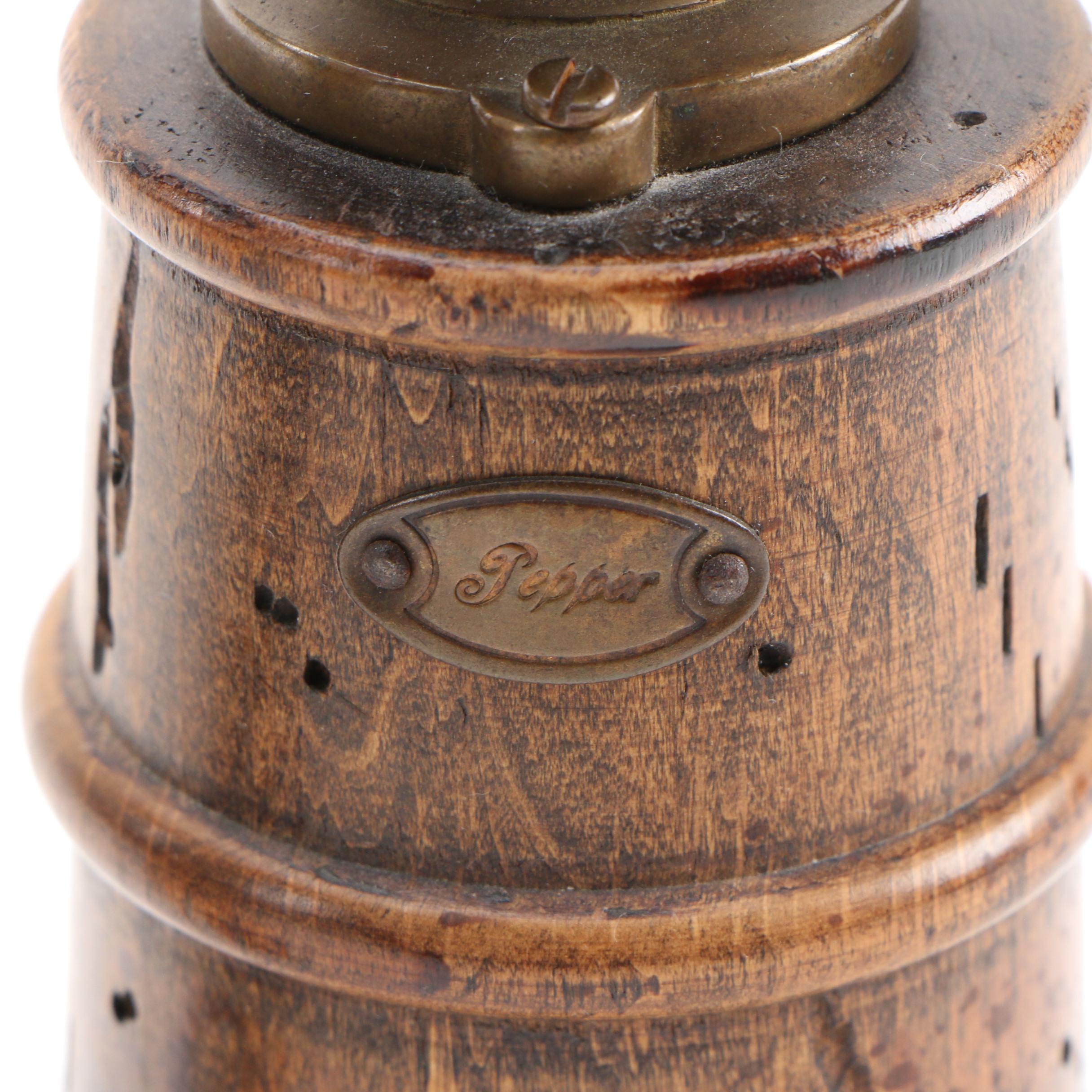 Metal and Turned Wood Pepper Mills