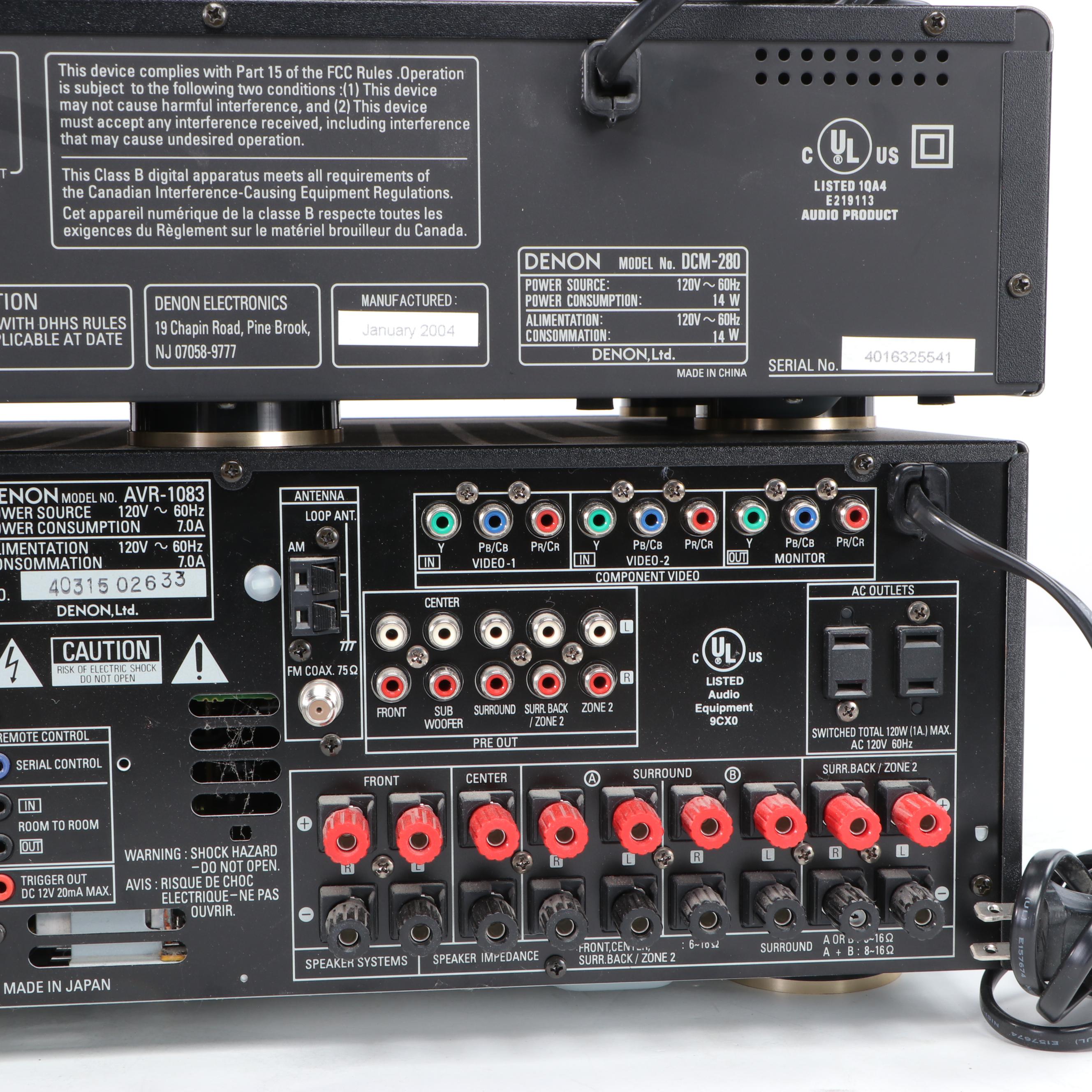 Denon 5 Disc CD Player and Receiver with Sony Blu-Ray DVD Player