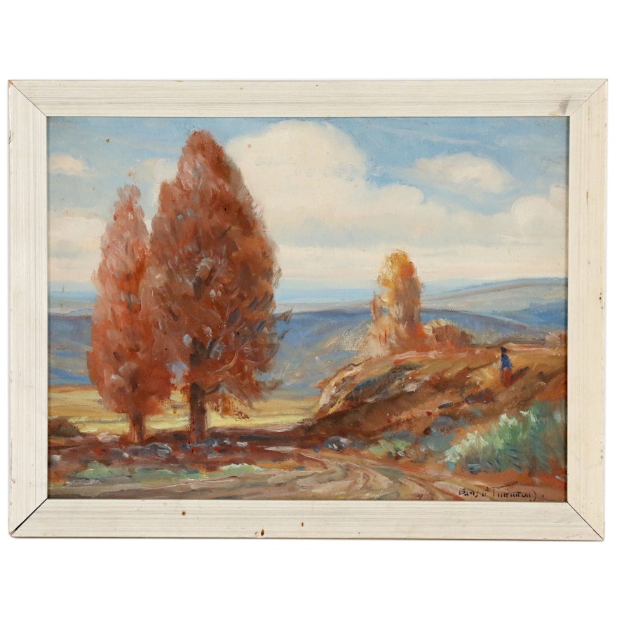 Impressionist Autumn Landscape Oil Painting, 20th Century