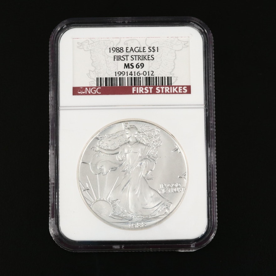 NGC Graded MS69 First Strike 1988 Silver Eagle Dollar
