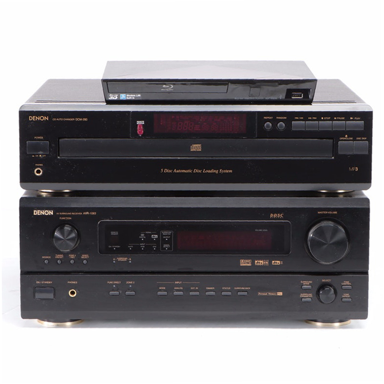 Denon 5 Disc CD Player and Receiver with Sony Blu-Ray DVD Player