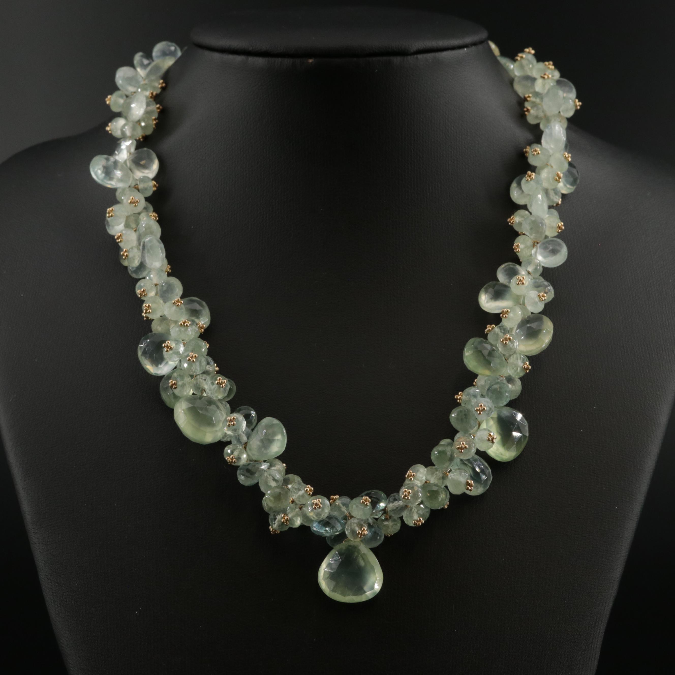 Joanne Daley 14K Gold Beaded Prehnite Necklace
