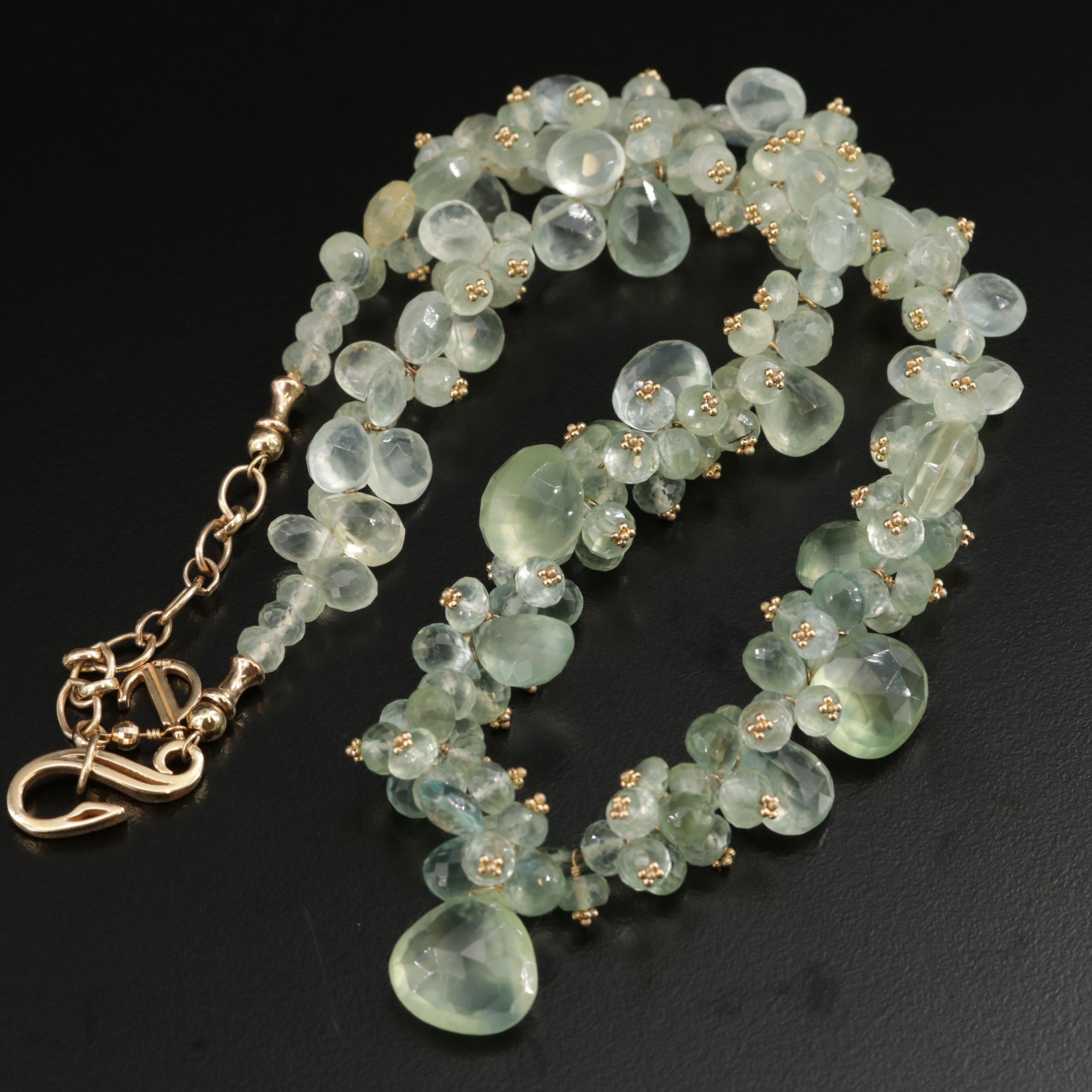 Joanne Daley 14K Gold Beaded Prehnite Necklace