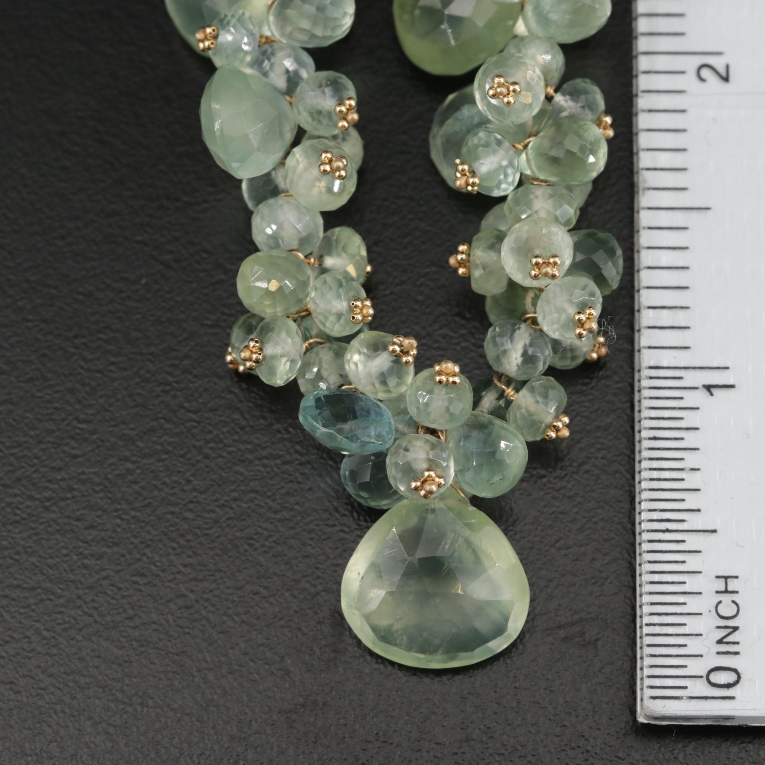 Joanne Daley 14K Gold Beaded Prehnite Necklace