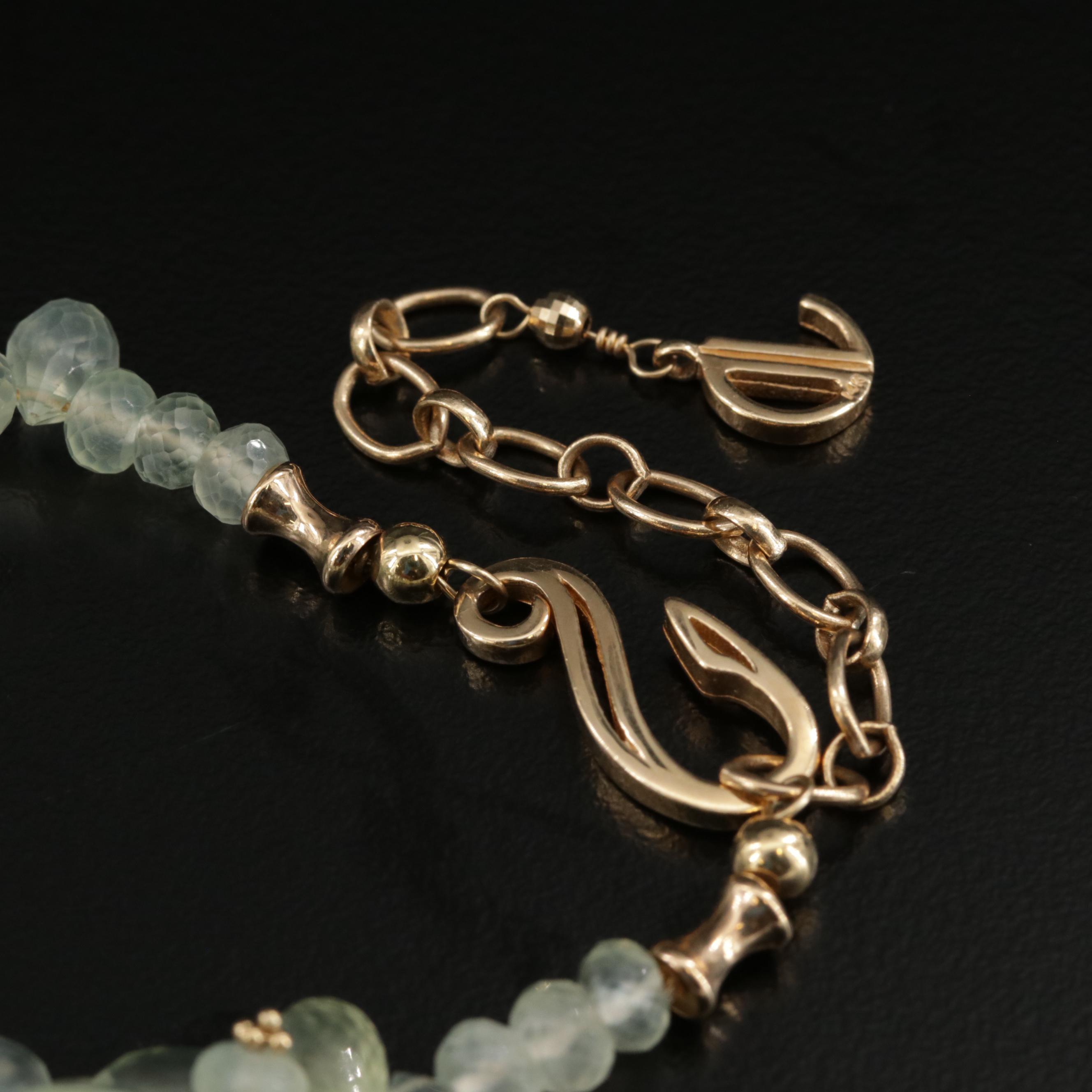 Joanne Daley 14K Gold Beaded Prehnite Necklace