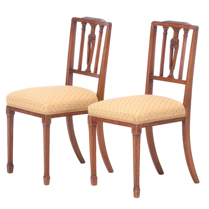 Pair of Edwardian, Hepplewhite Style Mahogany Side Chairs, Early 20th Century