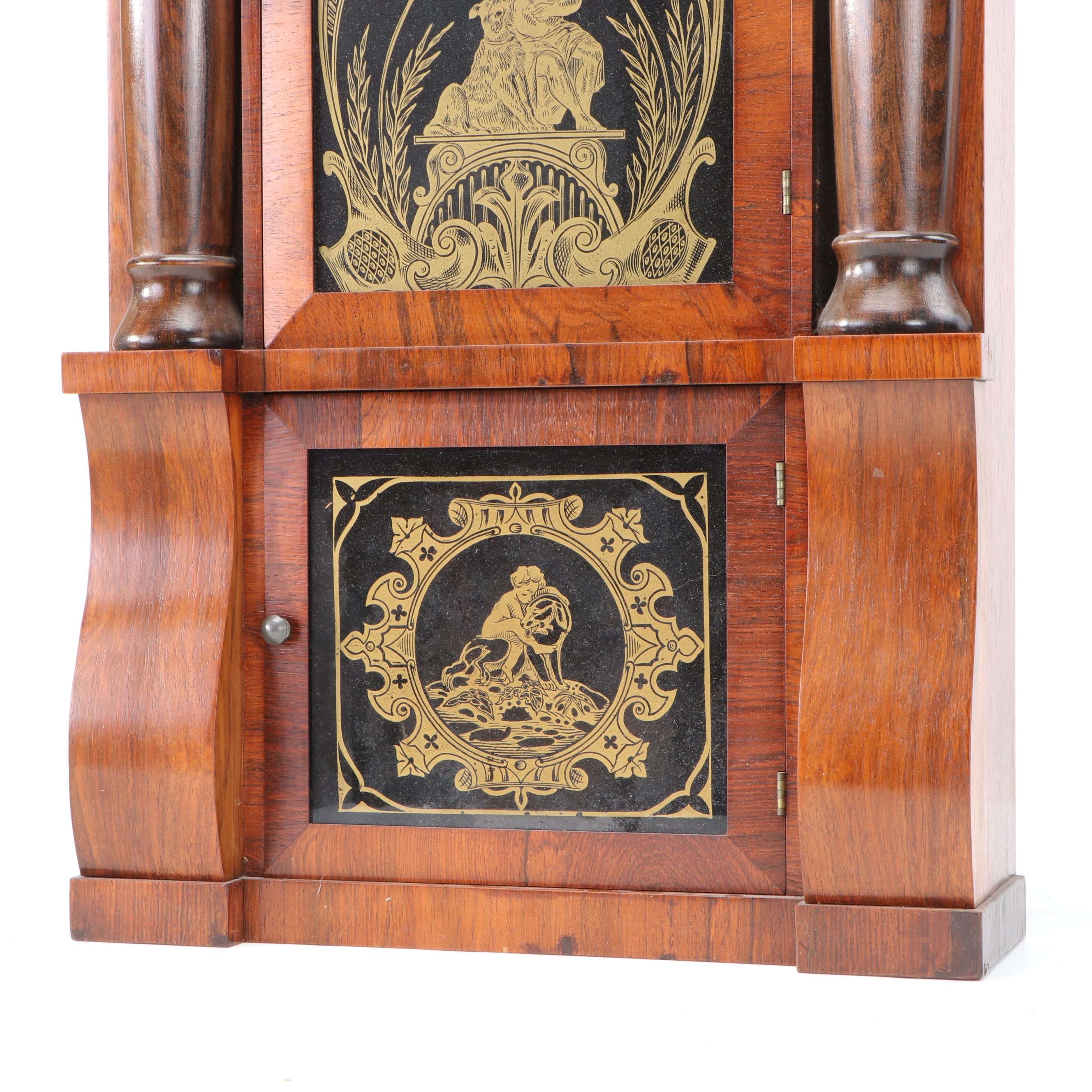 Seth Thomas 8 Day Pillar Mantel Clock with Reverse Glass Painting