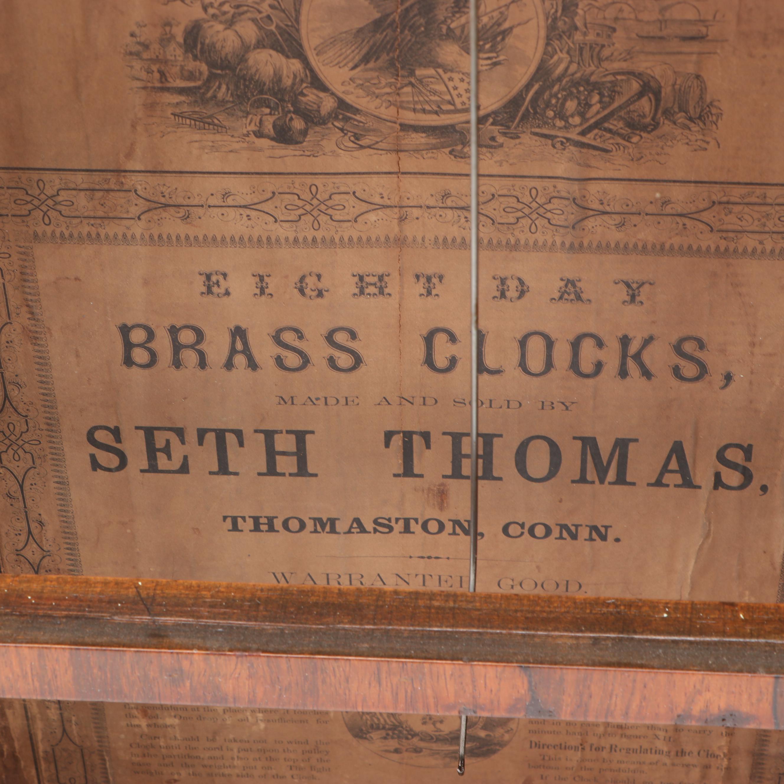 Seth Thomas 8 Day Pillar Mantel Clock with Reverse Glass Painting