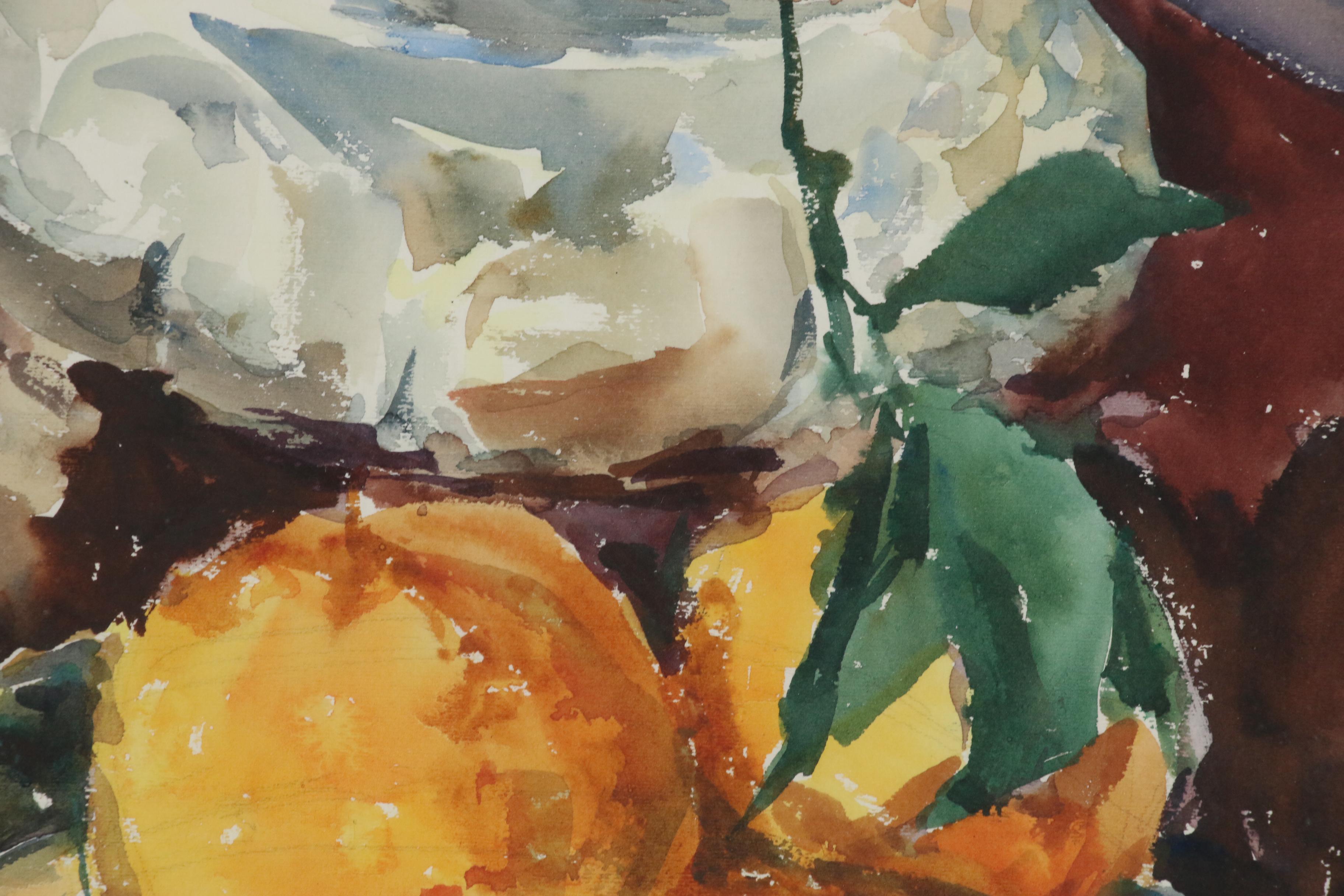 Watercolor Still Life with Bowls of Fruit, 20th Century