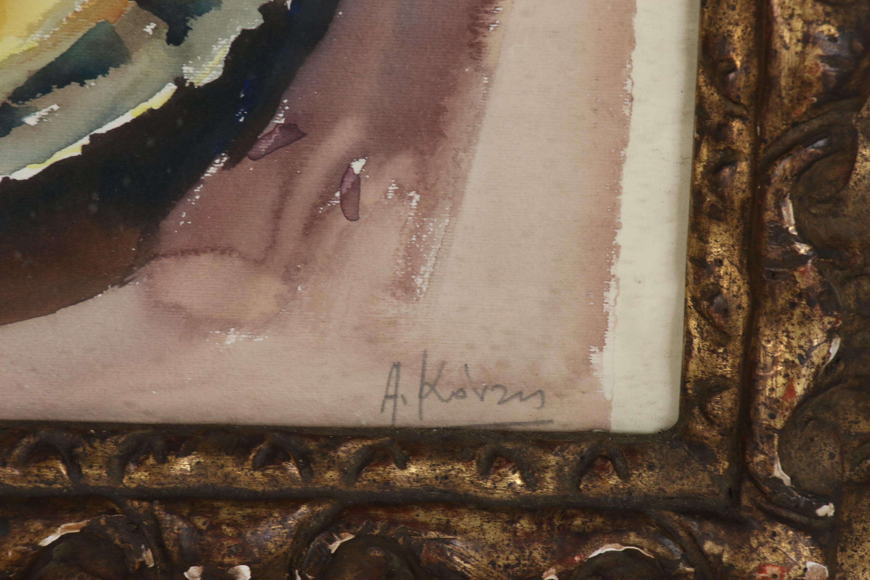 Watercolor Still Life with Bowls of Fruit, 20th Century