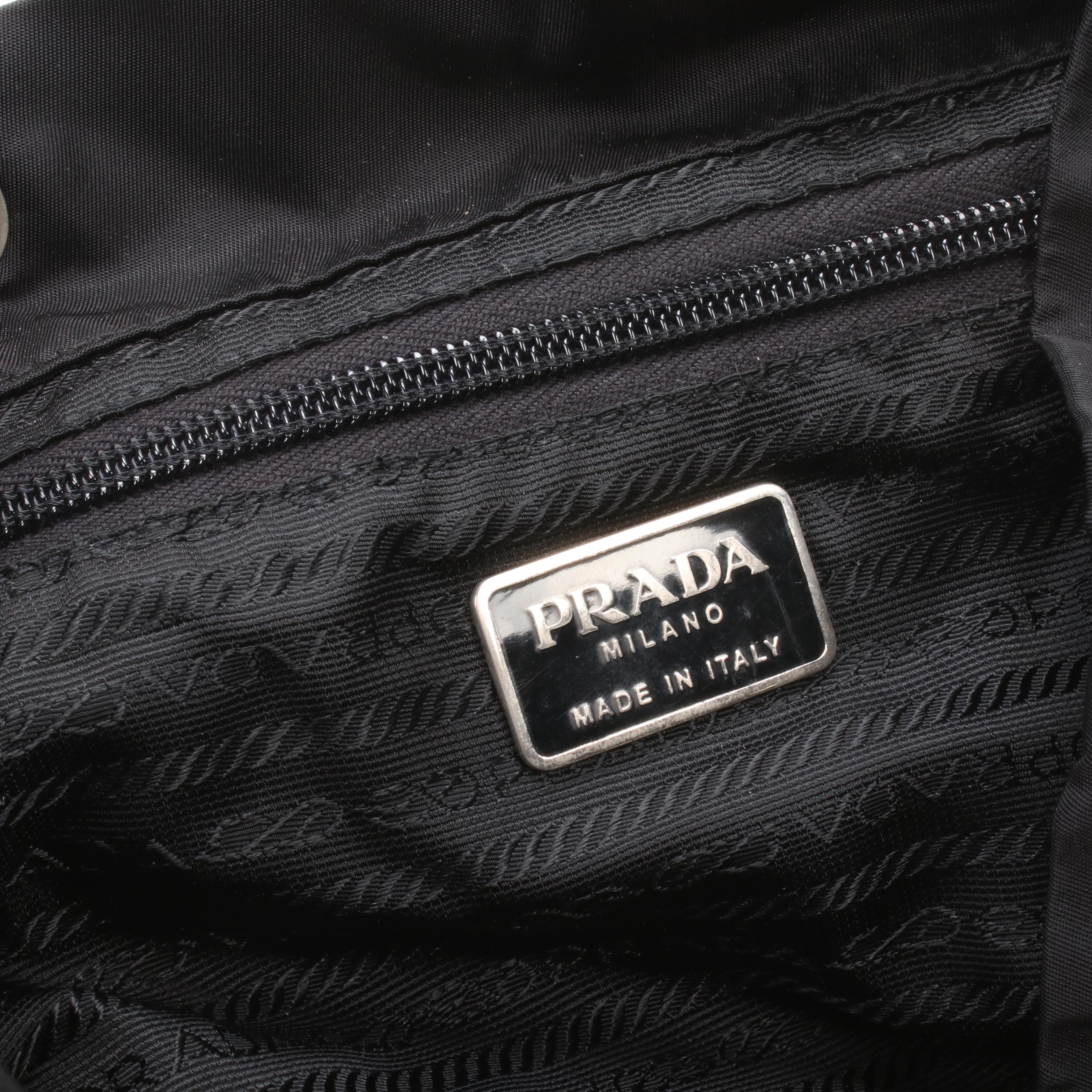 Prada Black Tessuto Nylon and Leather Drawstring Backpack