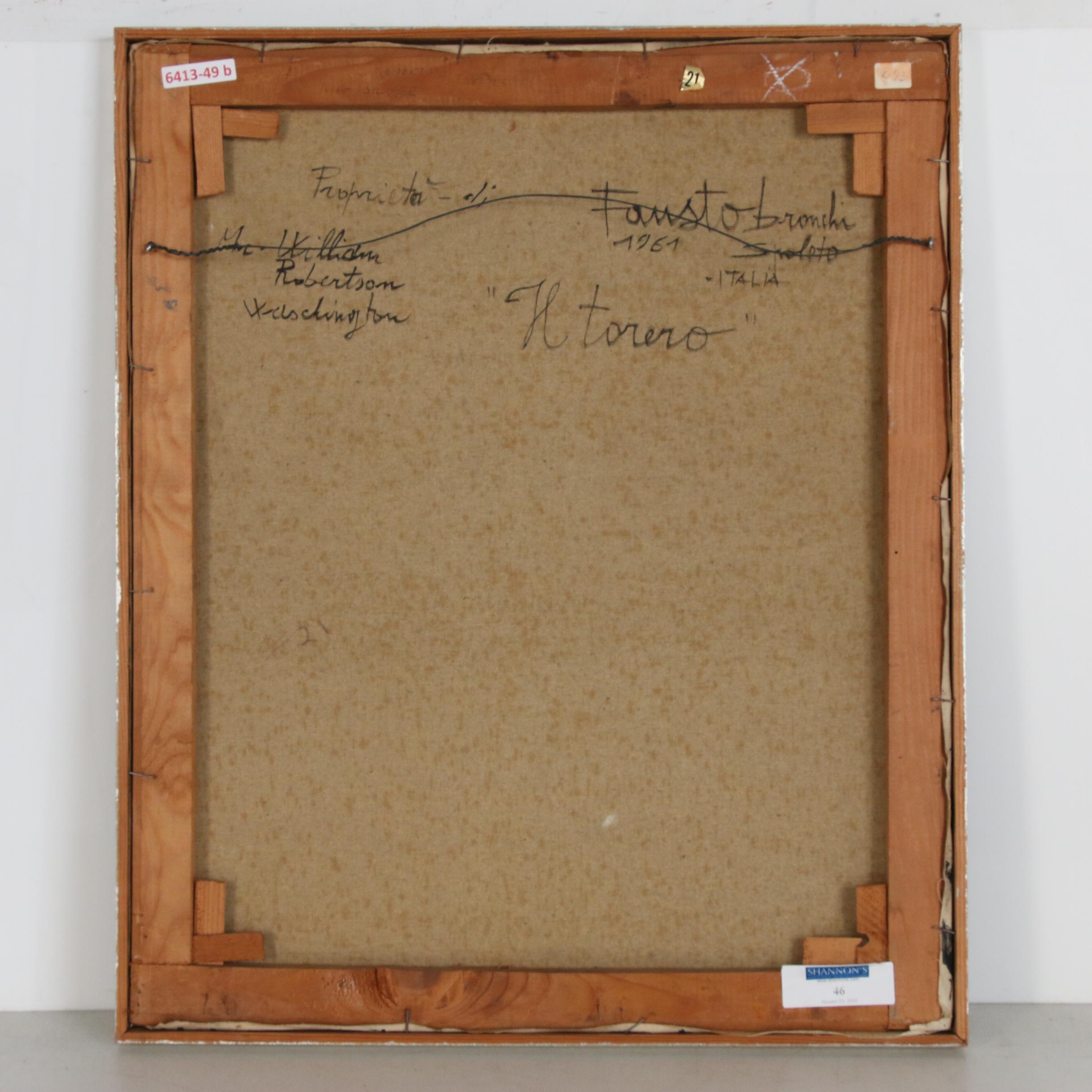 Fausto Bronchi Abstract Oil Painting "Il Torero", 1961