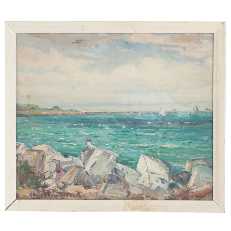 Impressionist Seascape Oil Painting, 20th Century