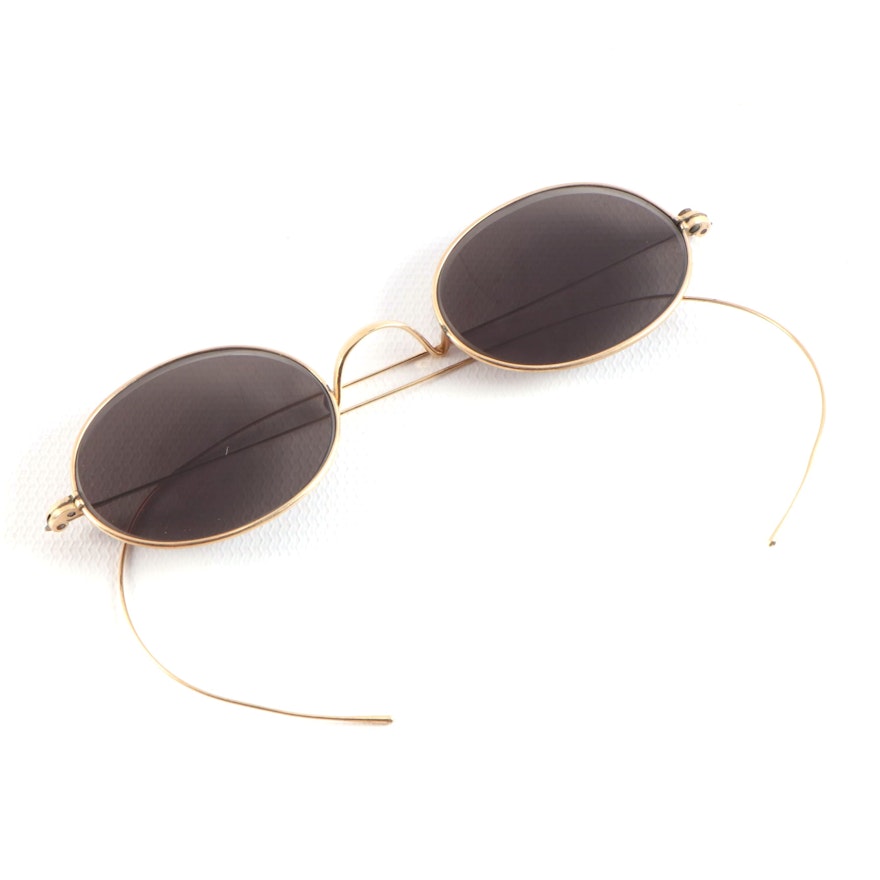 Gold Tone Round Sunglasses with Independent Optical Co. Inc. Case, Vintage