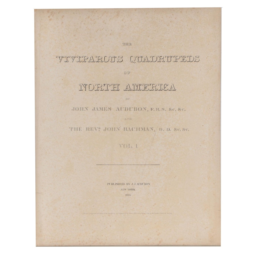 "The Viviparous Quadrupeds of North America", Vol. 1, Portfolio Title Page