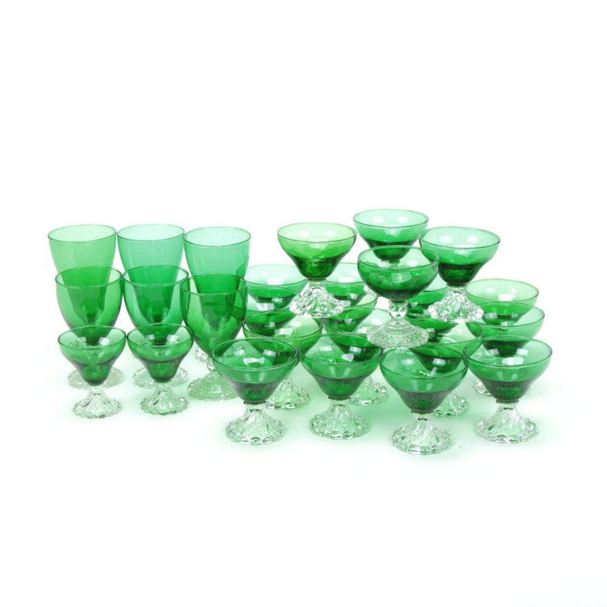 Anchor Hocking "Burple Green" with Other Emerald Stemware