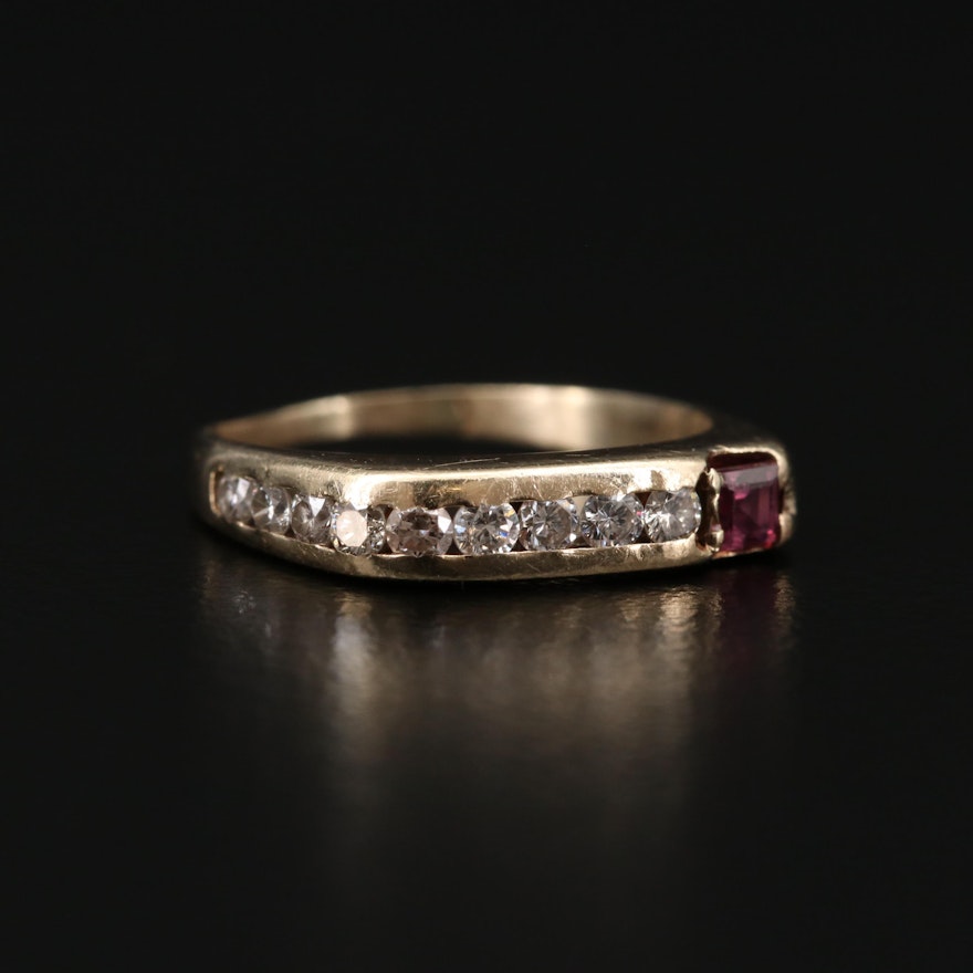 14K Gold Ruby and Diamond Ring