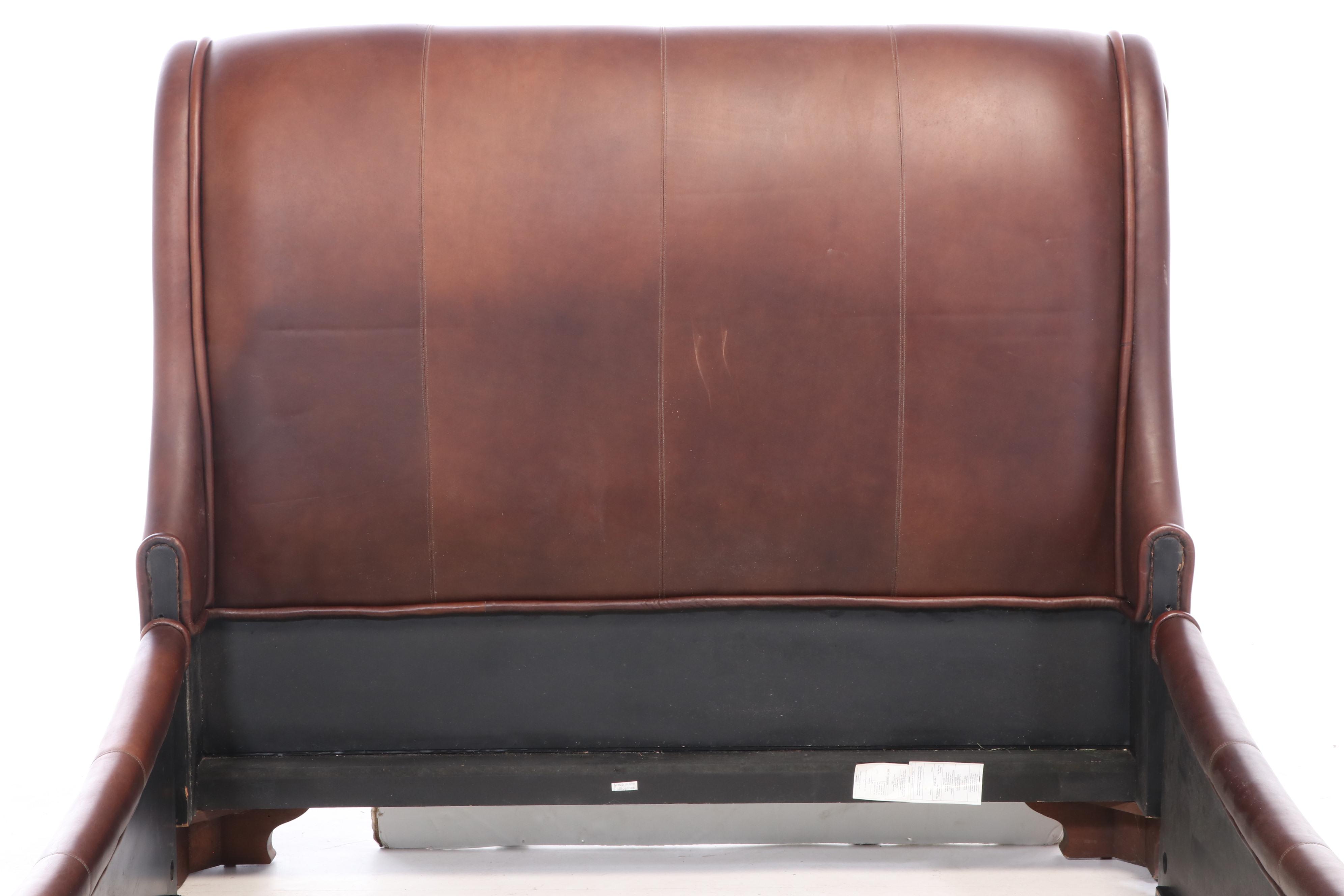 Stanley Furniture Leather Upholstered Queen Sized Bed Frame