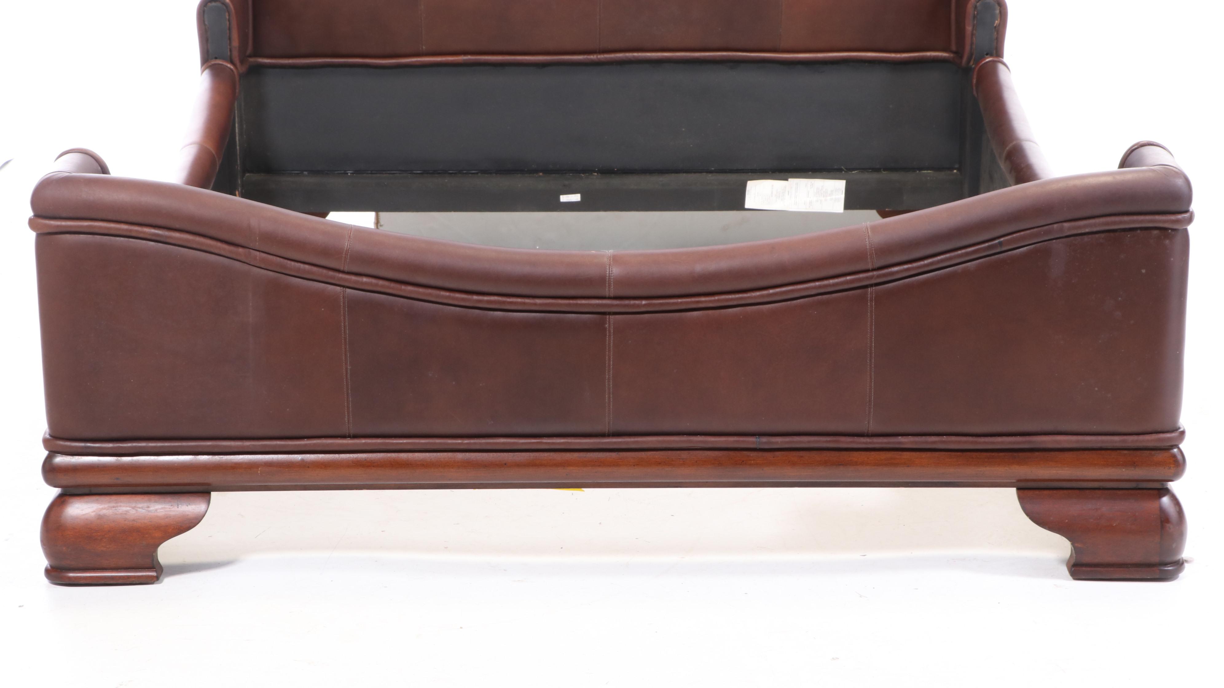 Stanley Furniture Leather Upholstered Queen Sized Bed Frame