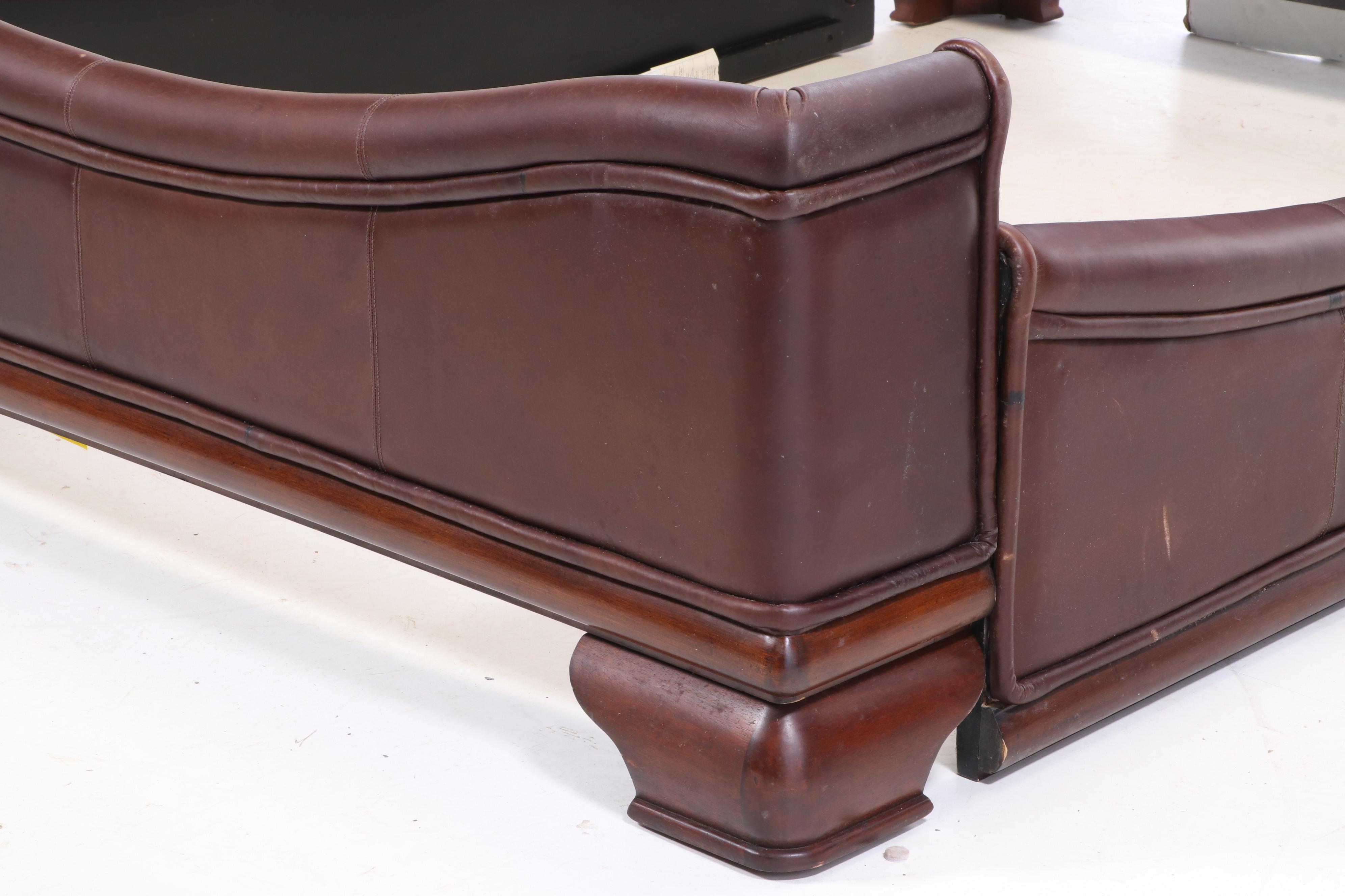 Stanley Furniture Leather Upholstered Queen Sized Bed Frame