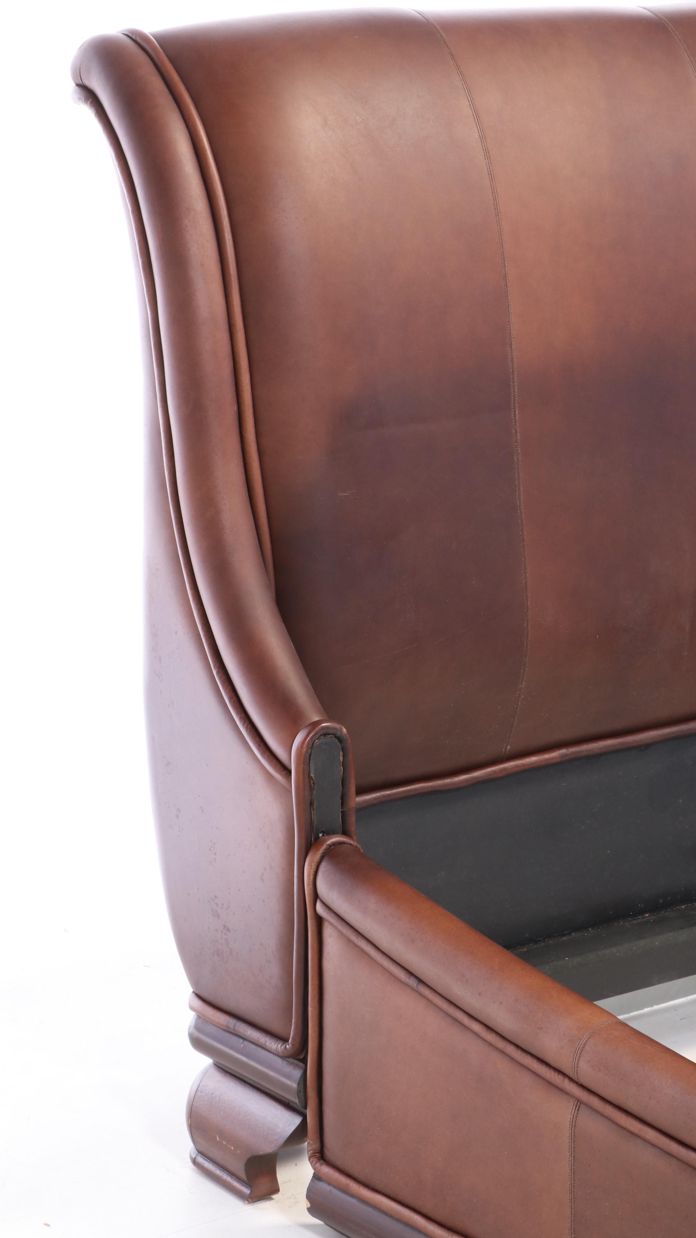 Stanley Furniture Leather Upholstered Queen Sized Bed Frame