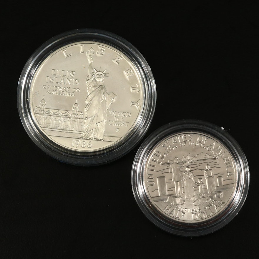 1986-S US Mint Liberty Silver Dollar and Half Dollar