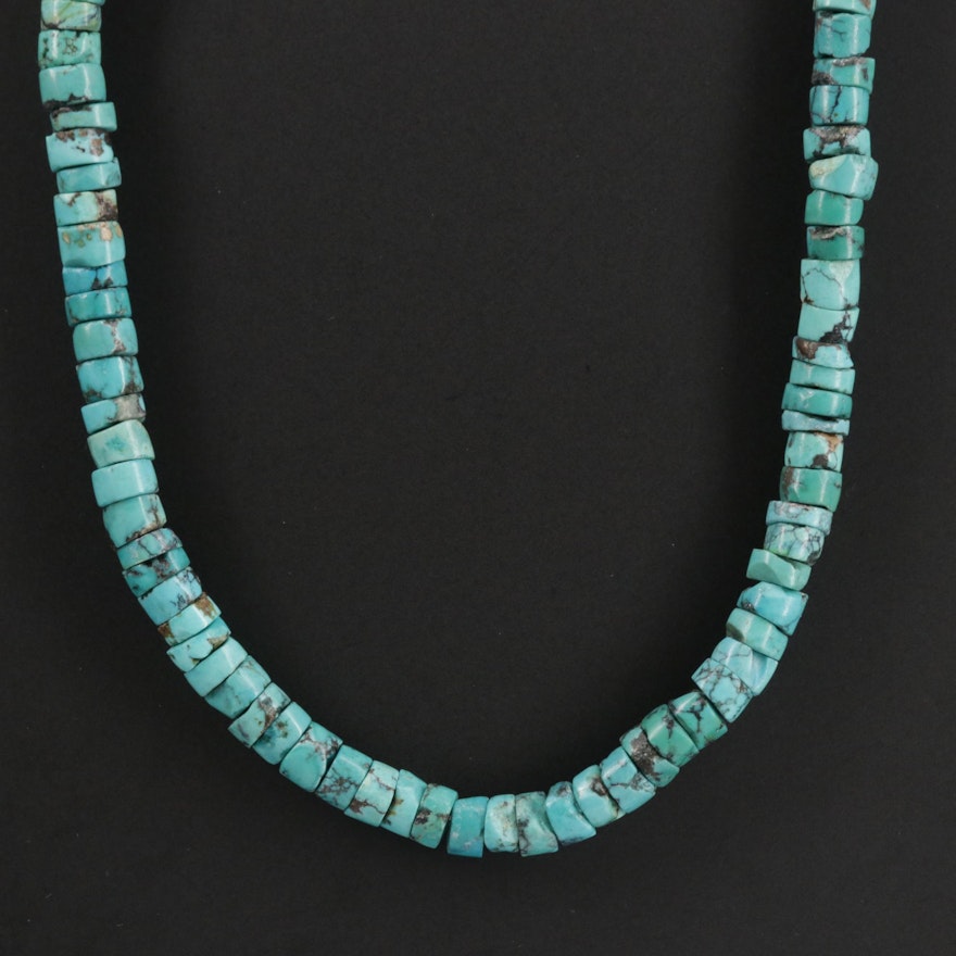 Signed Southwestern Sterling Silver Turquoise Necklace