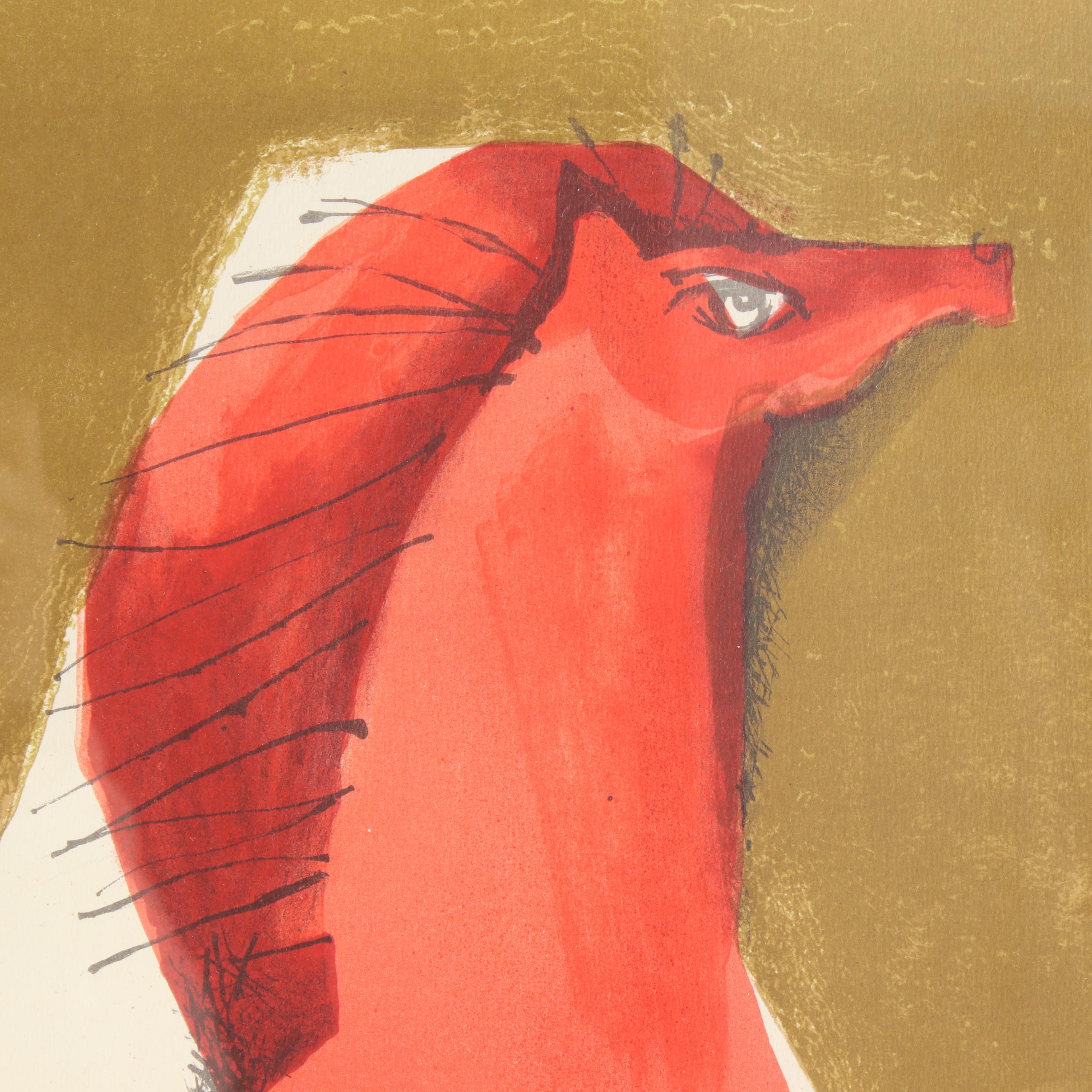 Sami Briss Lithograph of Red Horse