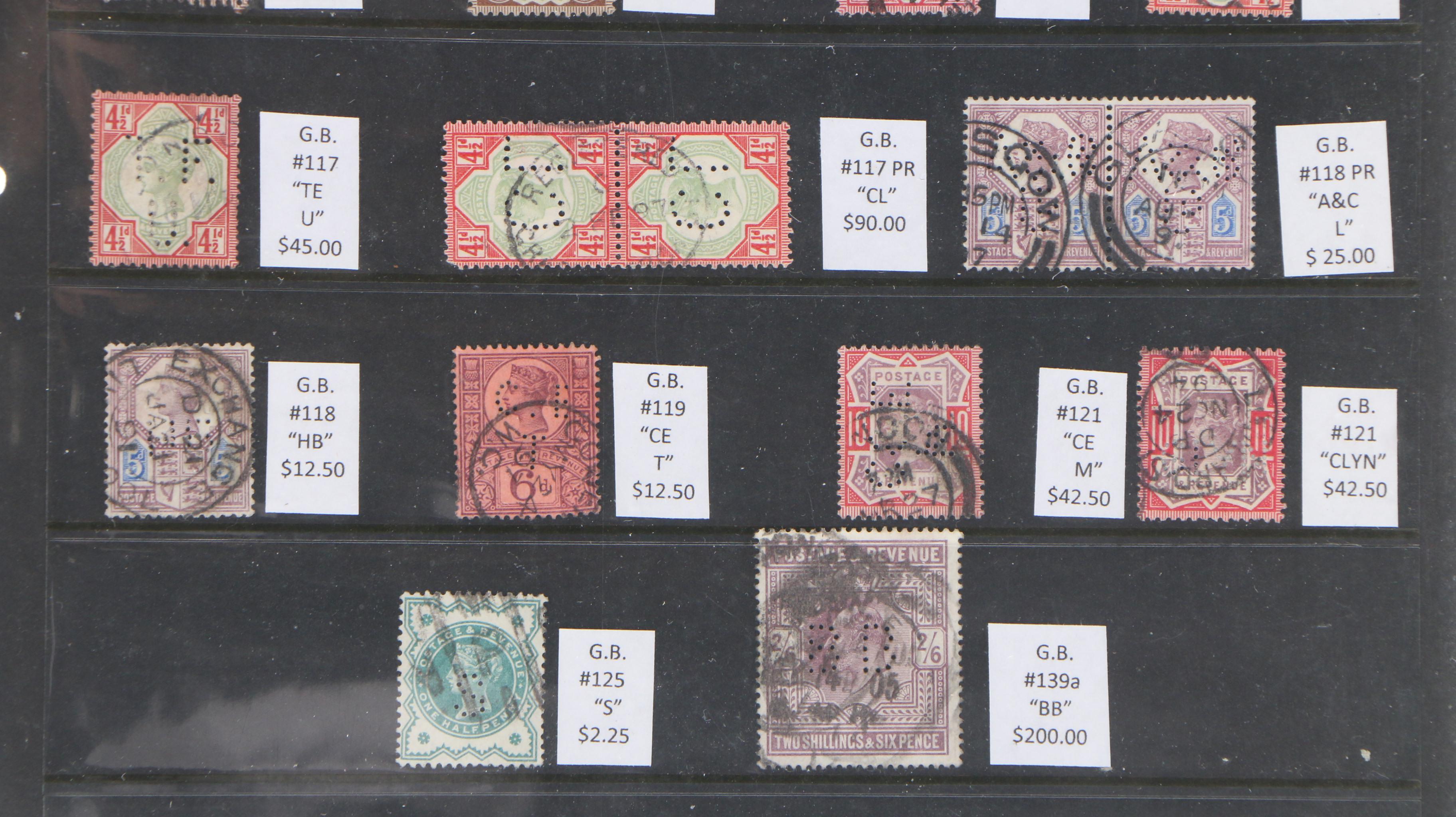 Collection of British "Perfin" Stamps