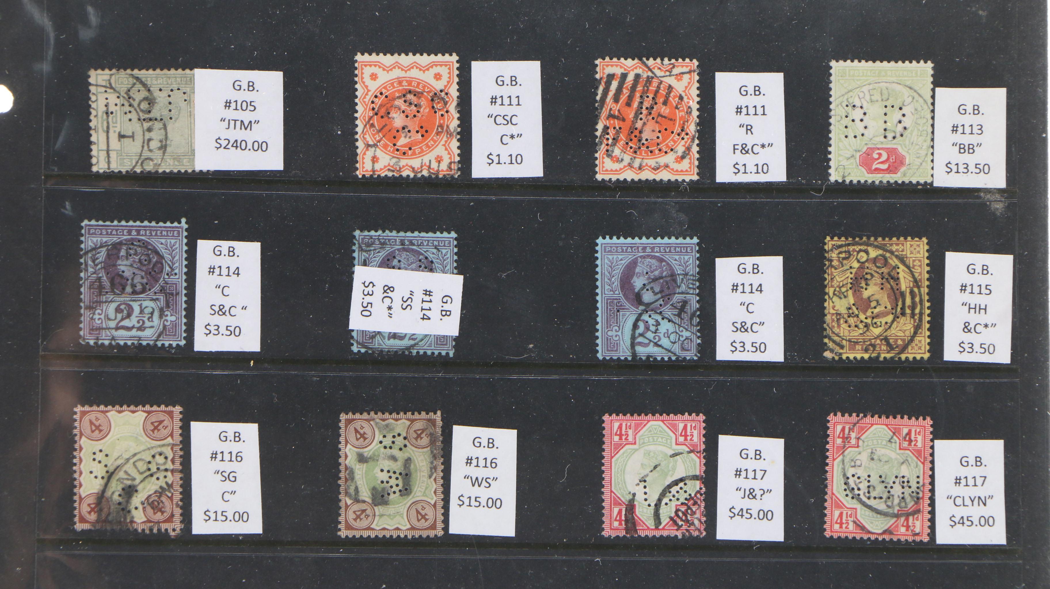 Collection of British "Perfin" Stamps