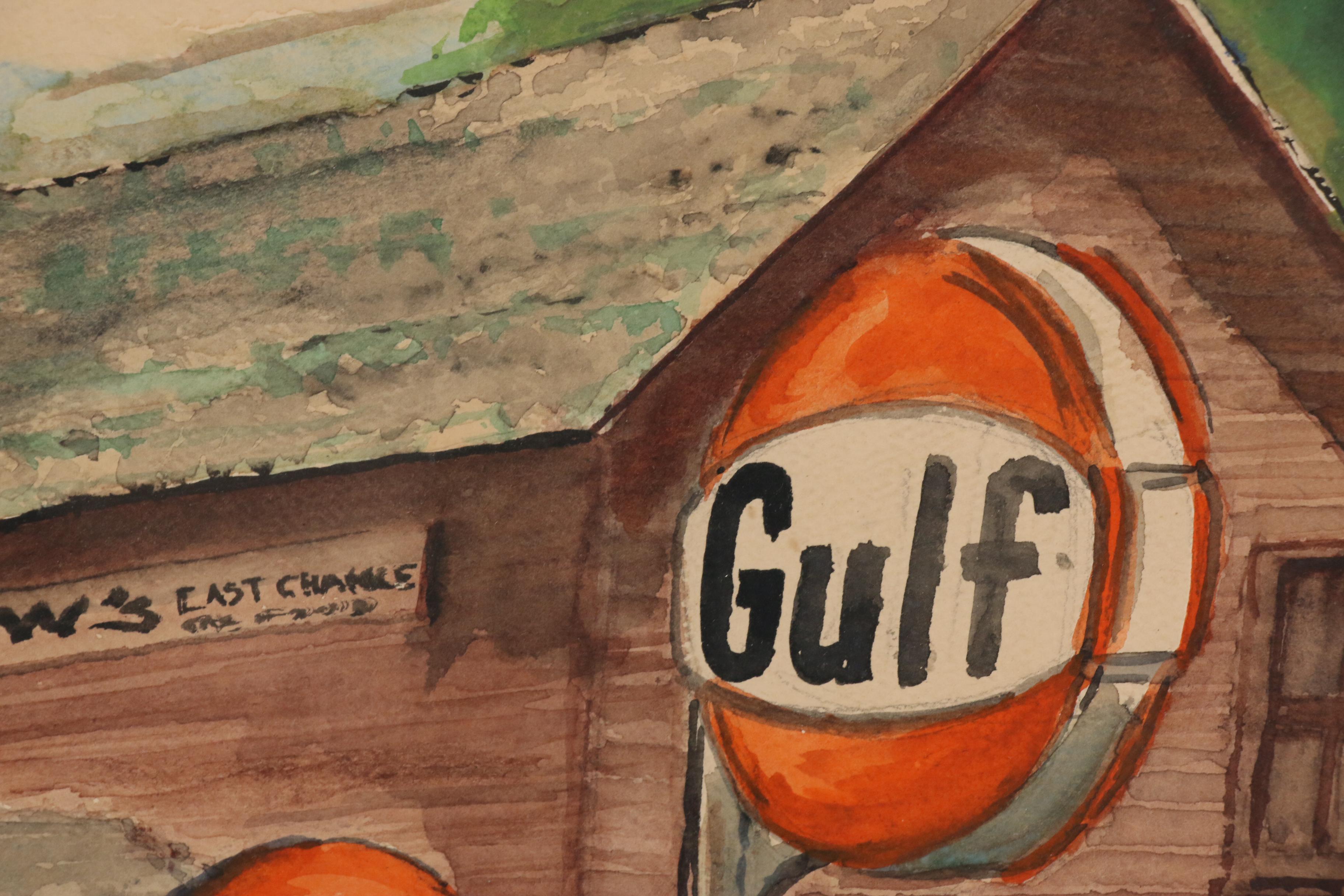 J. Saylor Watercolor Painting of Country Store, 1977