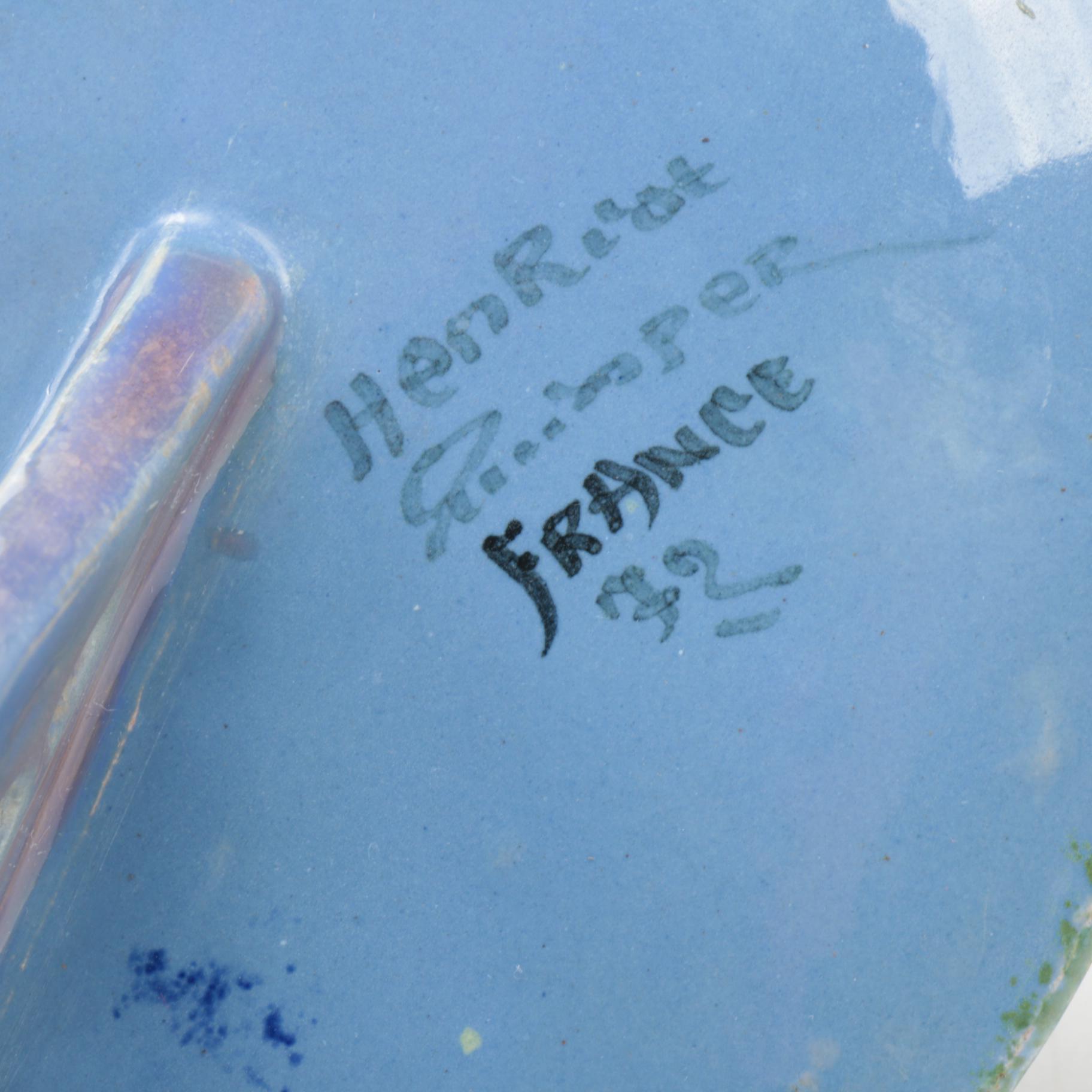 Henriot Quimper Faience Porcelain Pocket Watch Holder, Early 20th Century