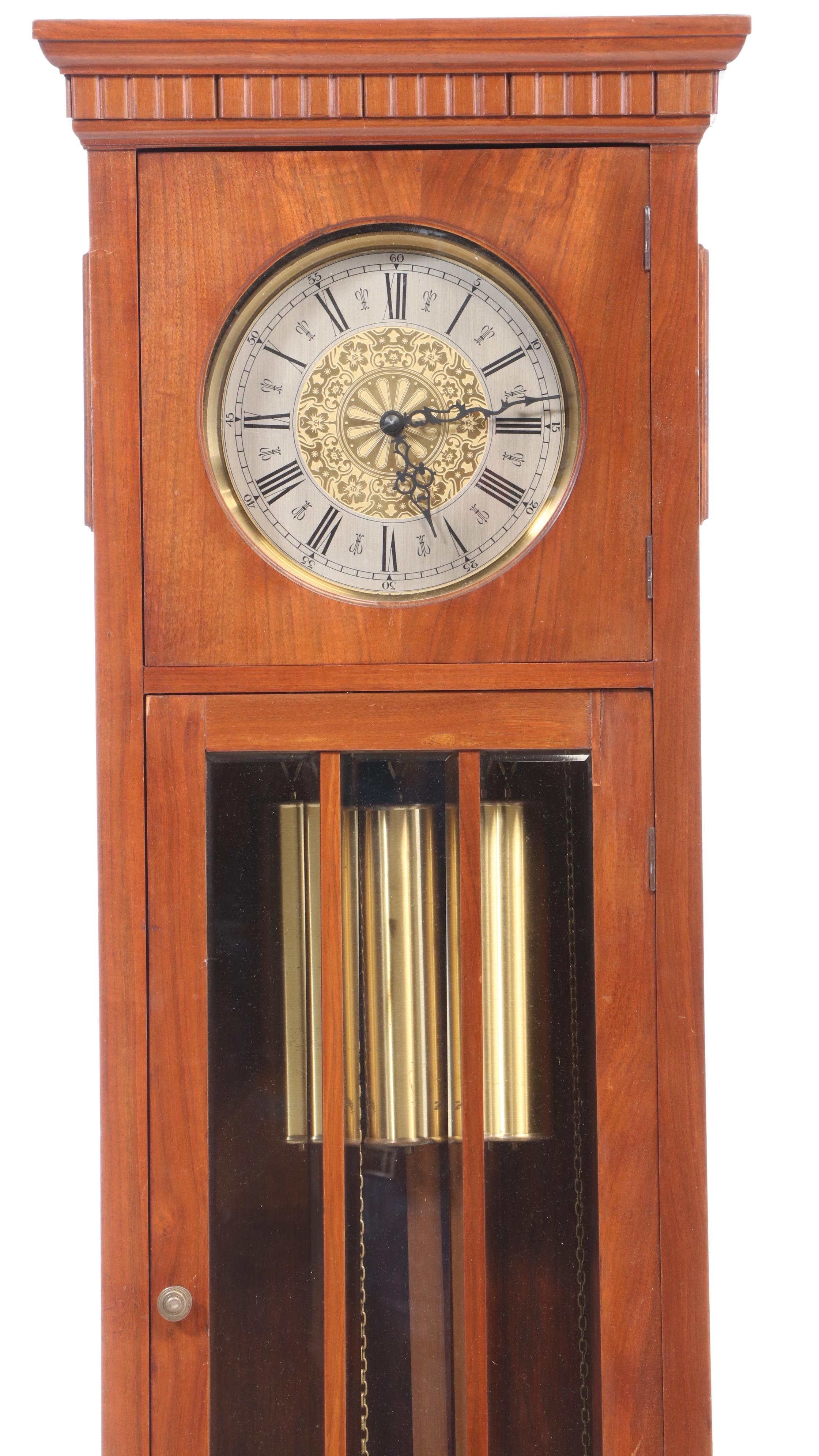 Edwardian Style Walnut Veneer Longcase Grandfather Clock