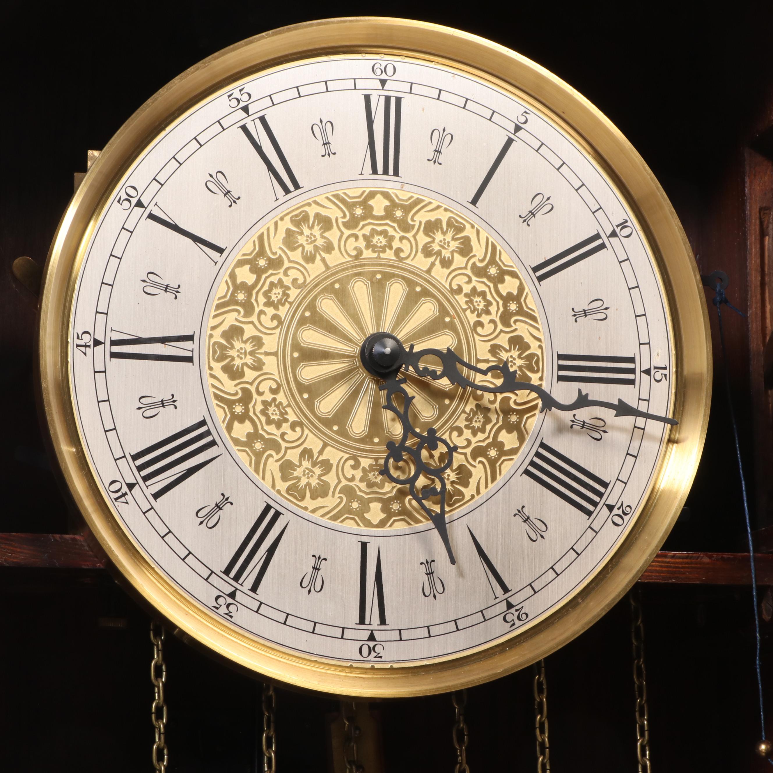 Edwardian Style Walnut Veneer Longcase Grandfather Clock