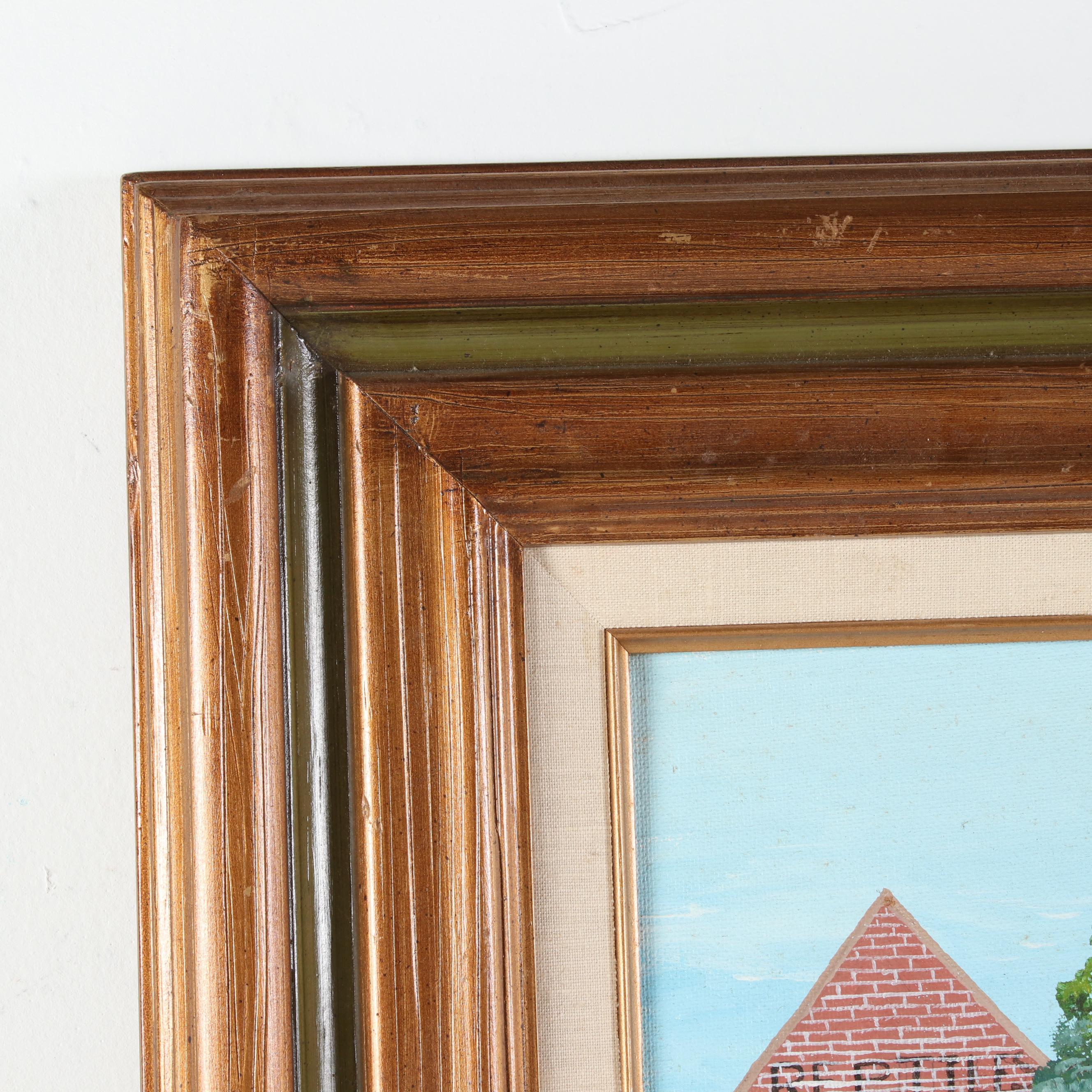 Folk Art Acrylic Painting of a Zoo, 1978