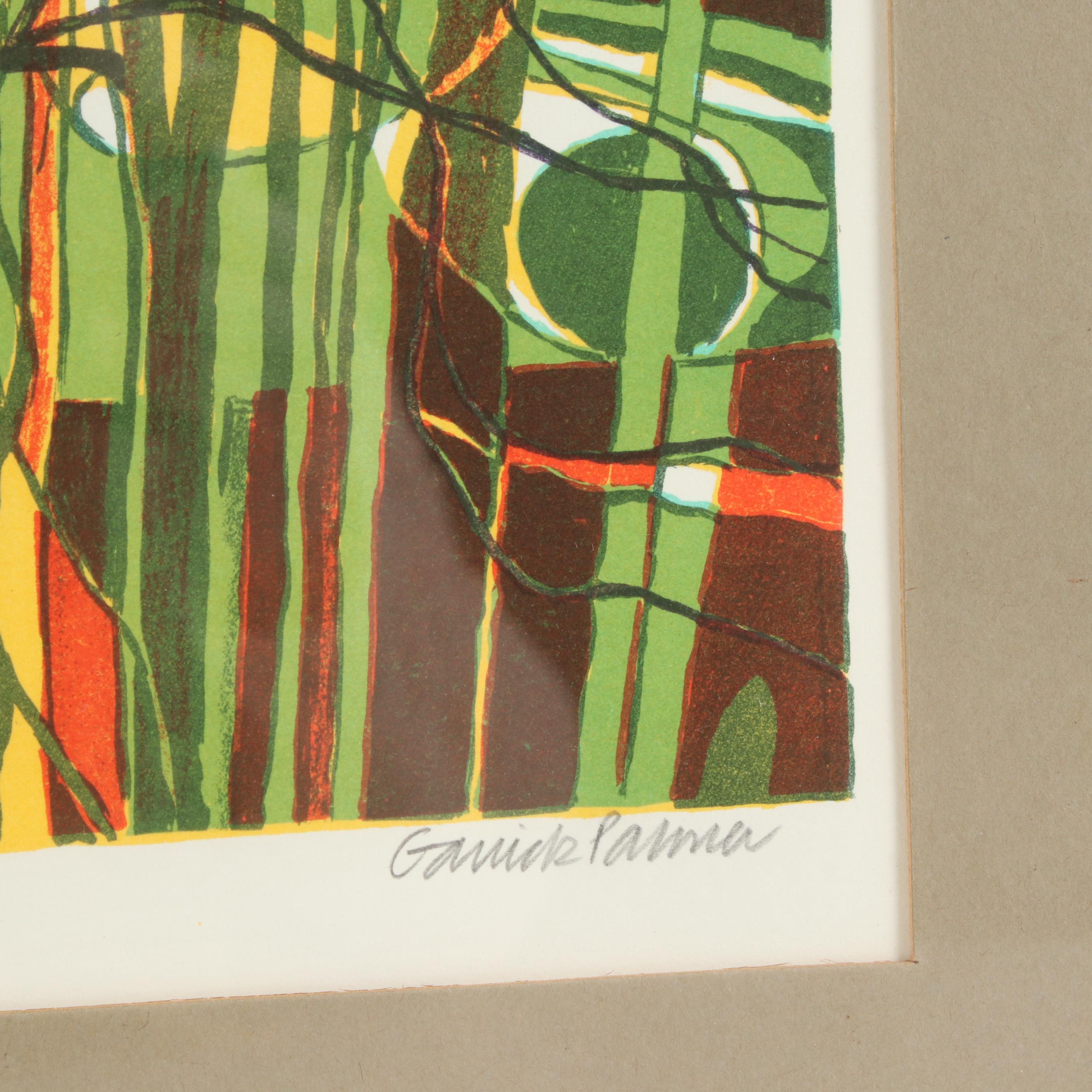 Garrick Palmer Lithograph of Landscape With Moon, Mid-20th Century