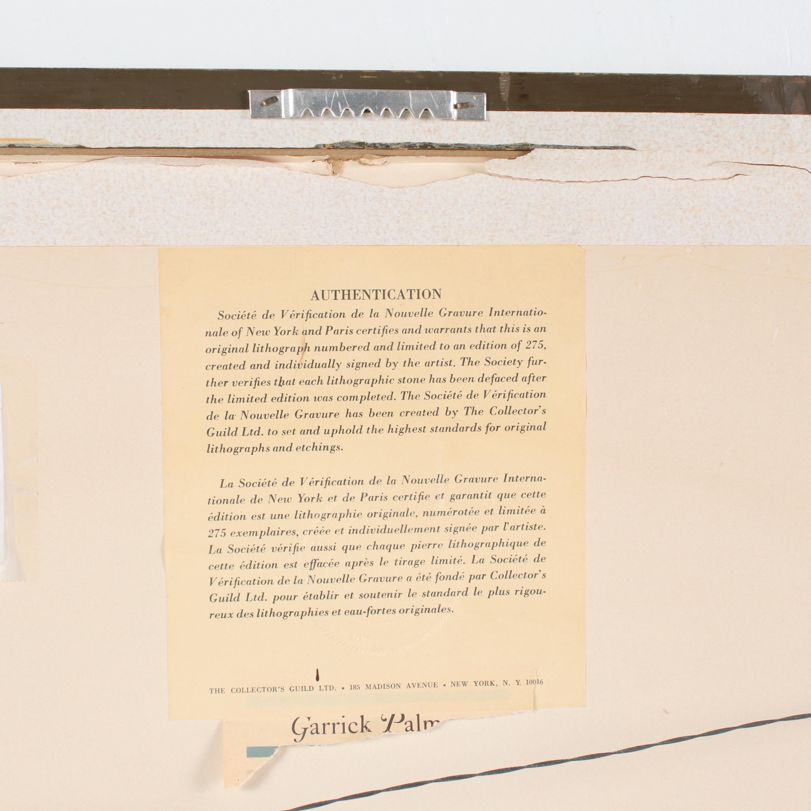 Garrick Palmer Lithograph of Landscape With Moon, Mid-20th Century