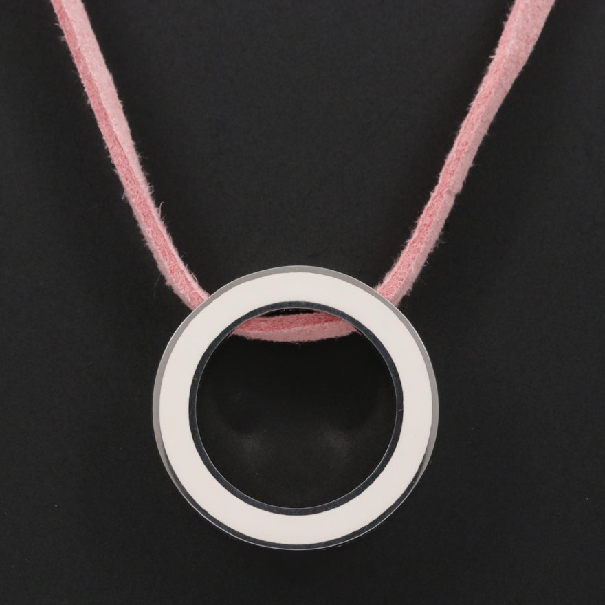 Movado Sterling Silver Enamel Necklace