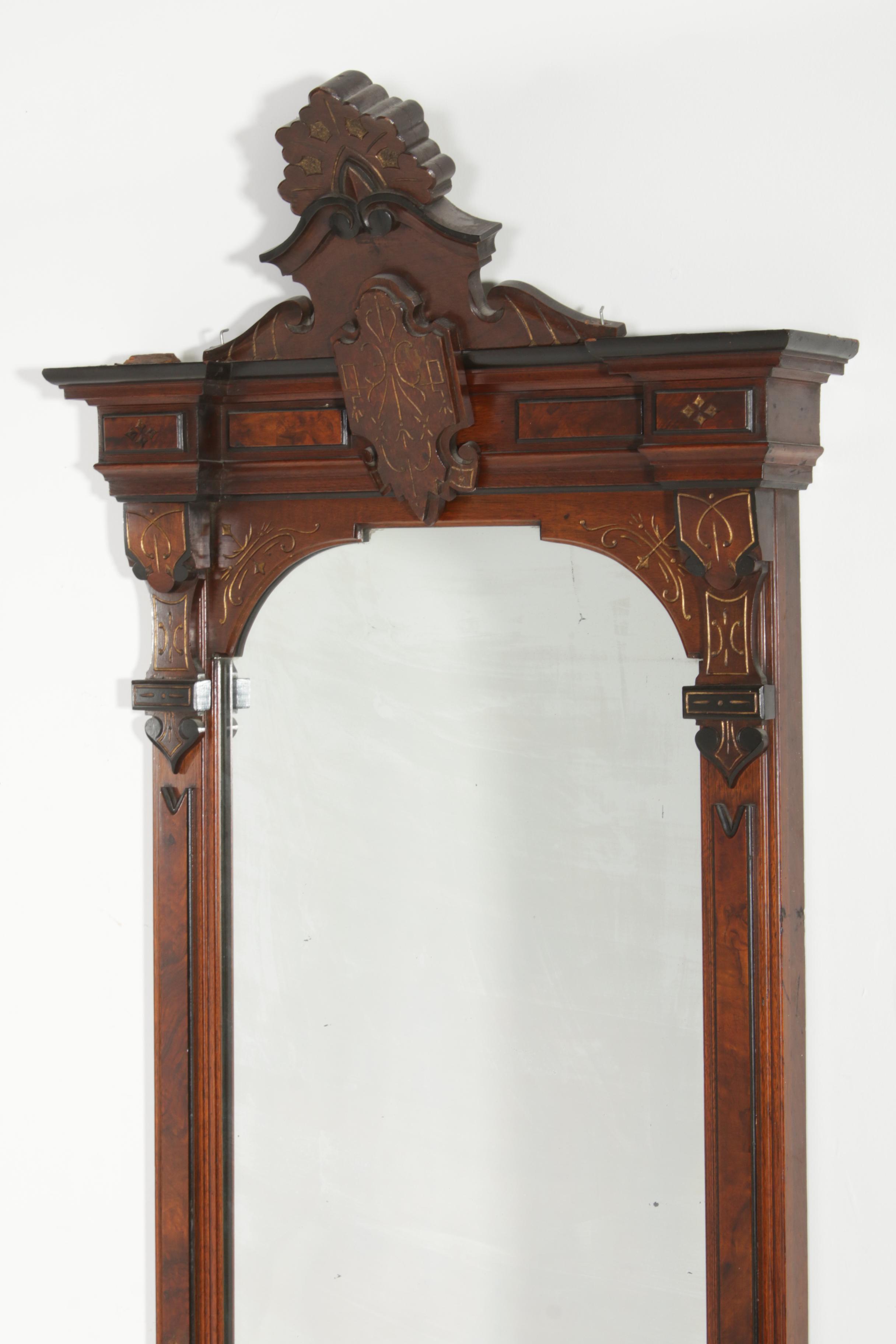 Late Victorian Eastlake Style Pier Mirror, Late 19th Century