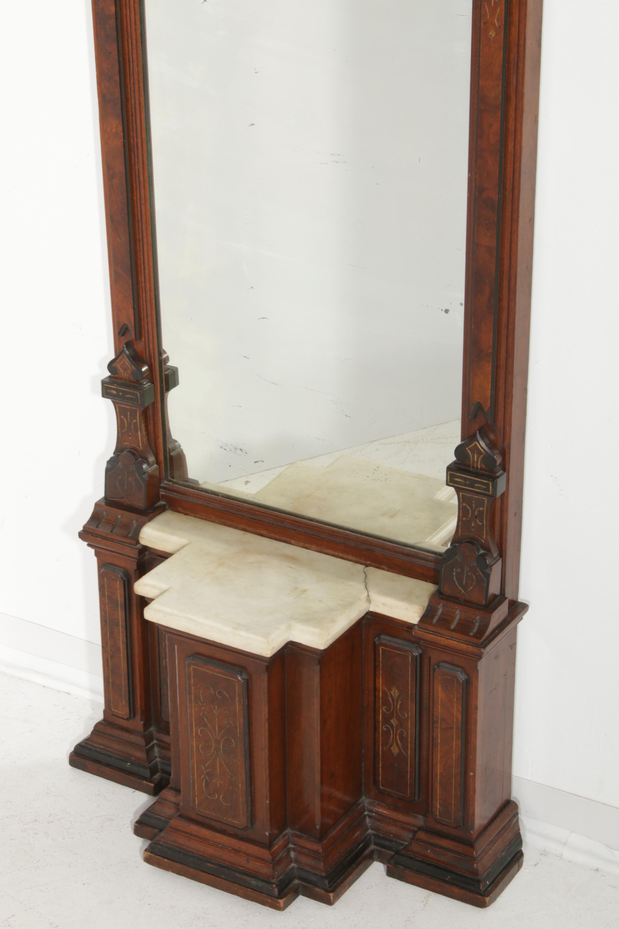 Late Victorian Eastlake Style Pier Mirror, Late 19th Century