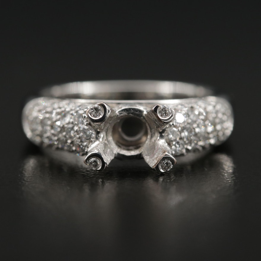 18K White Gold Diamond Semi-Mount Ring