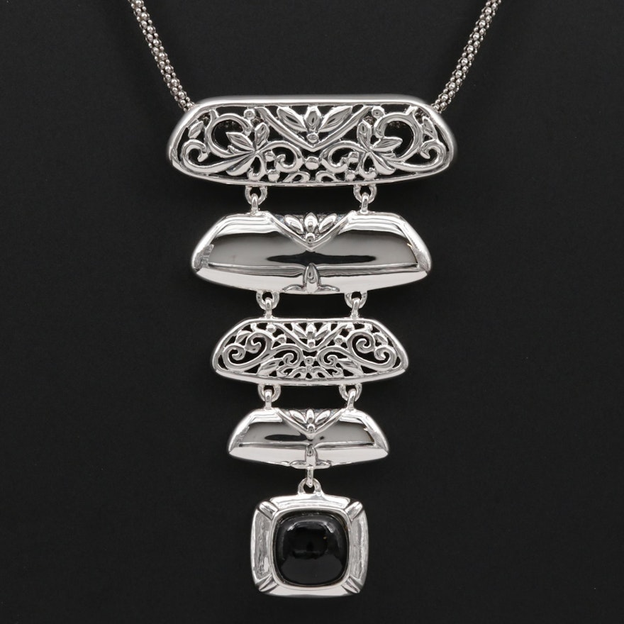 Sterling Silver Black Onyx Pendant Necklace