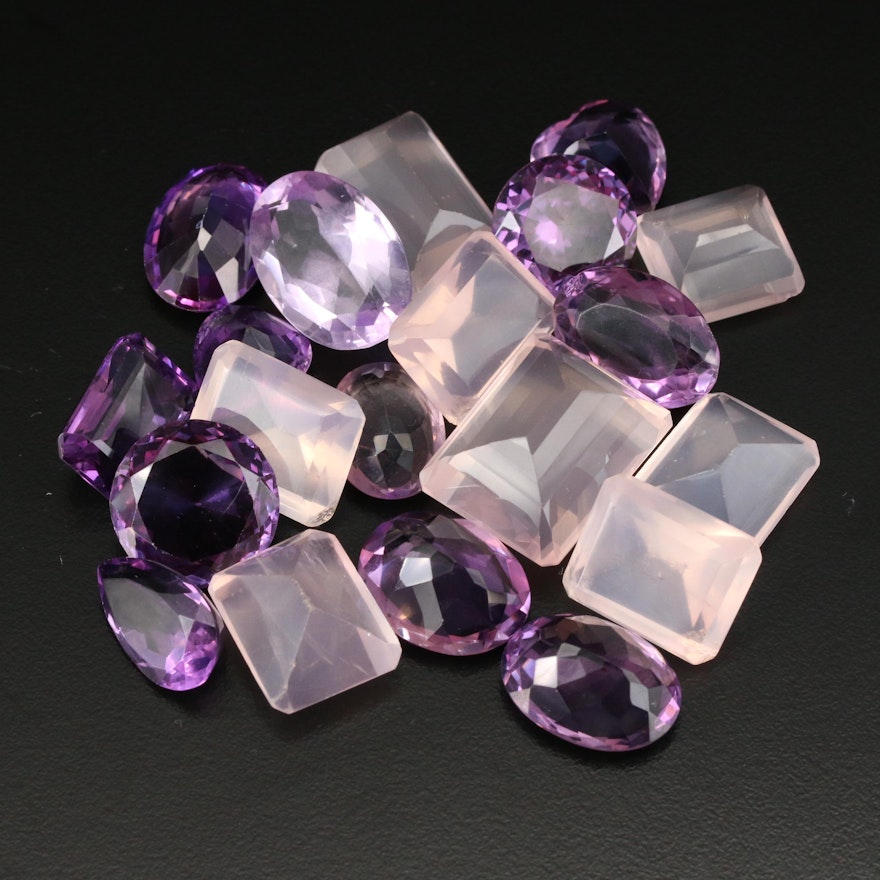 Loose 291.44 CTW Gemstone Selection Including Amethyst and Rose Quartz