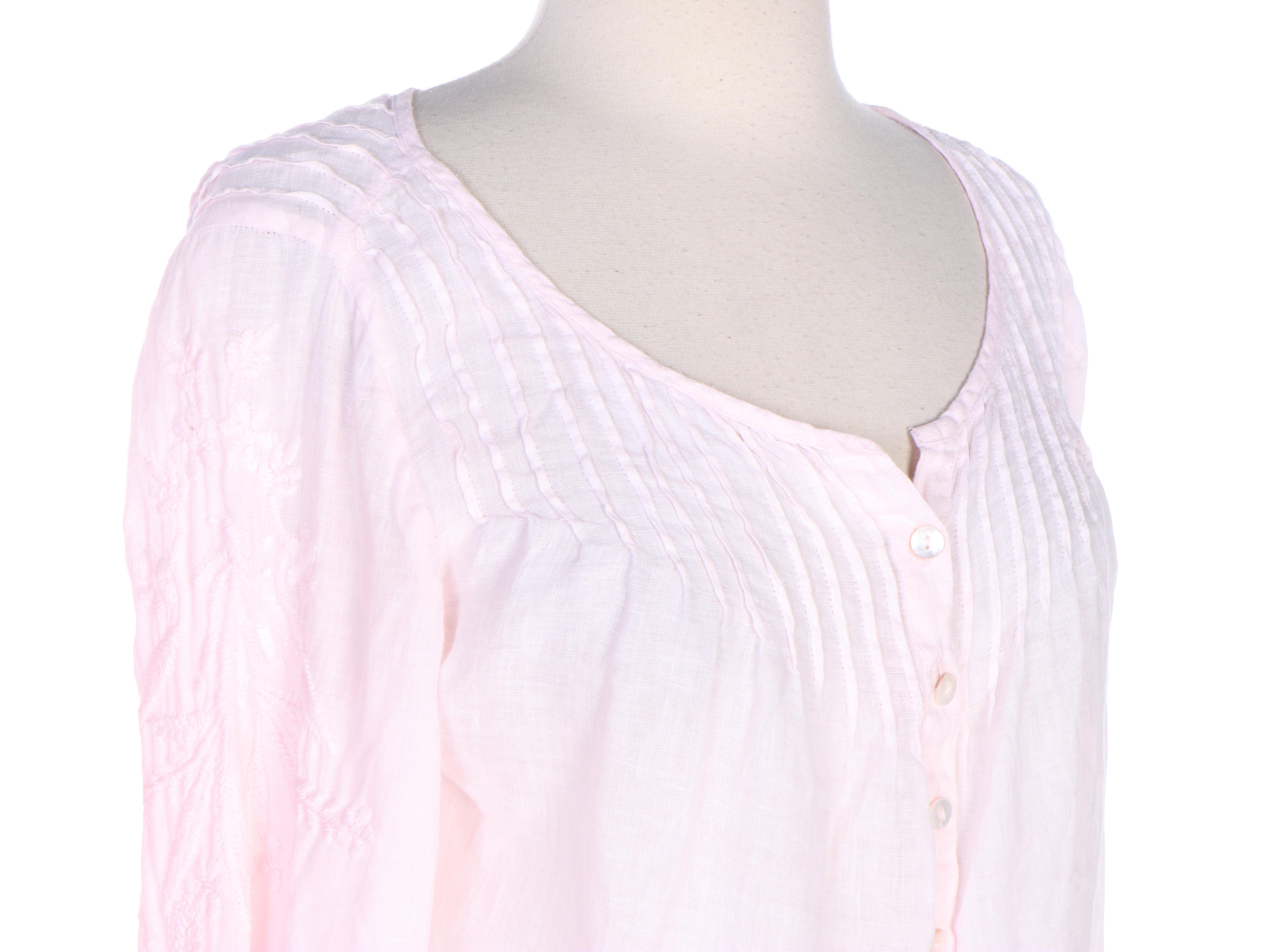 Calypso Embroidered Linen Blouse and Tory Burch Heart Print Pajama Top