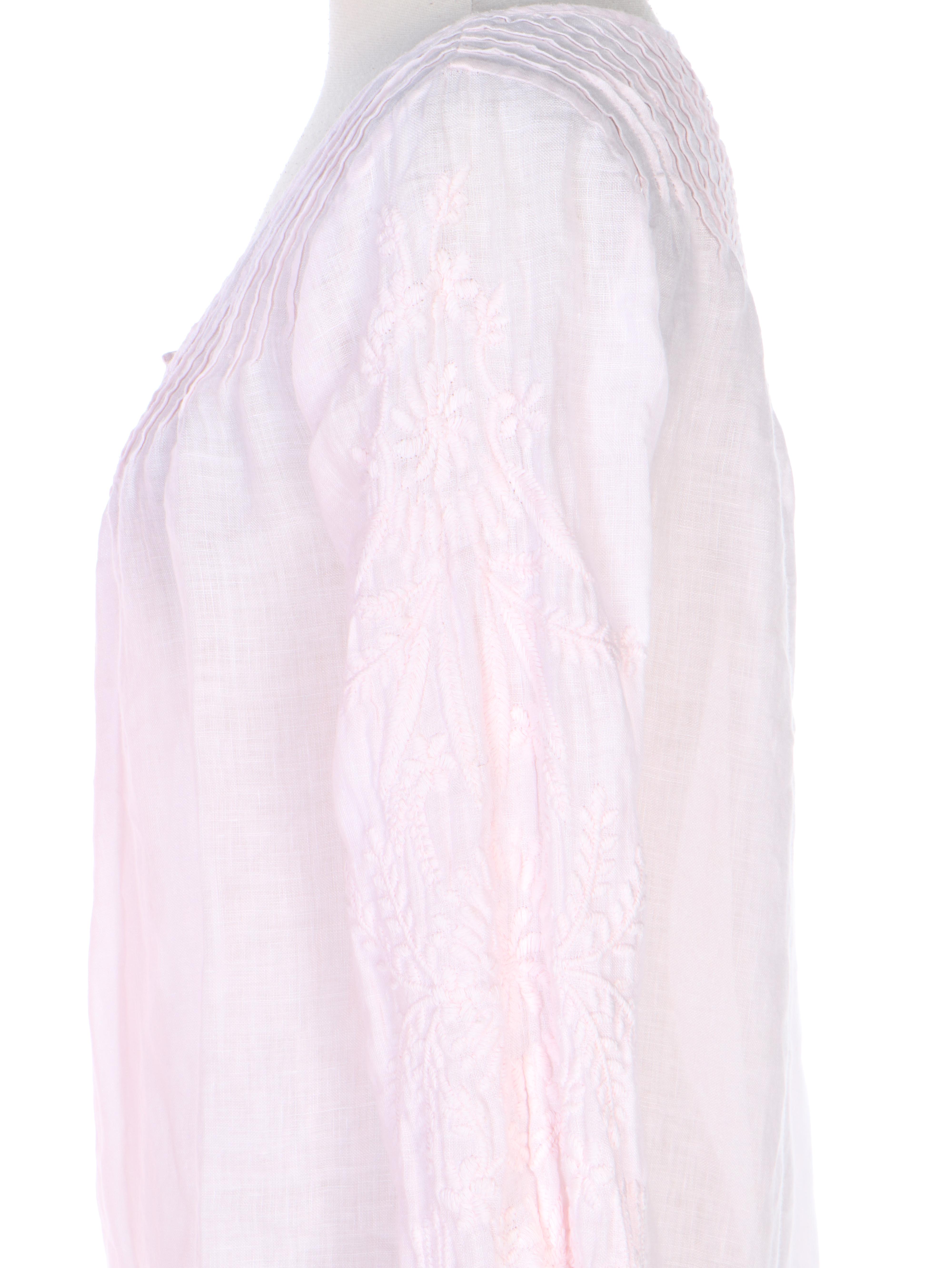 Calypso Embroidered Linen Blouse and Tory Burch Heart Print Pajama Top