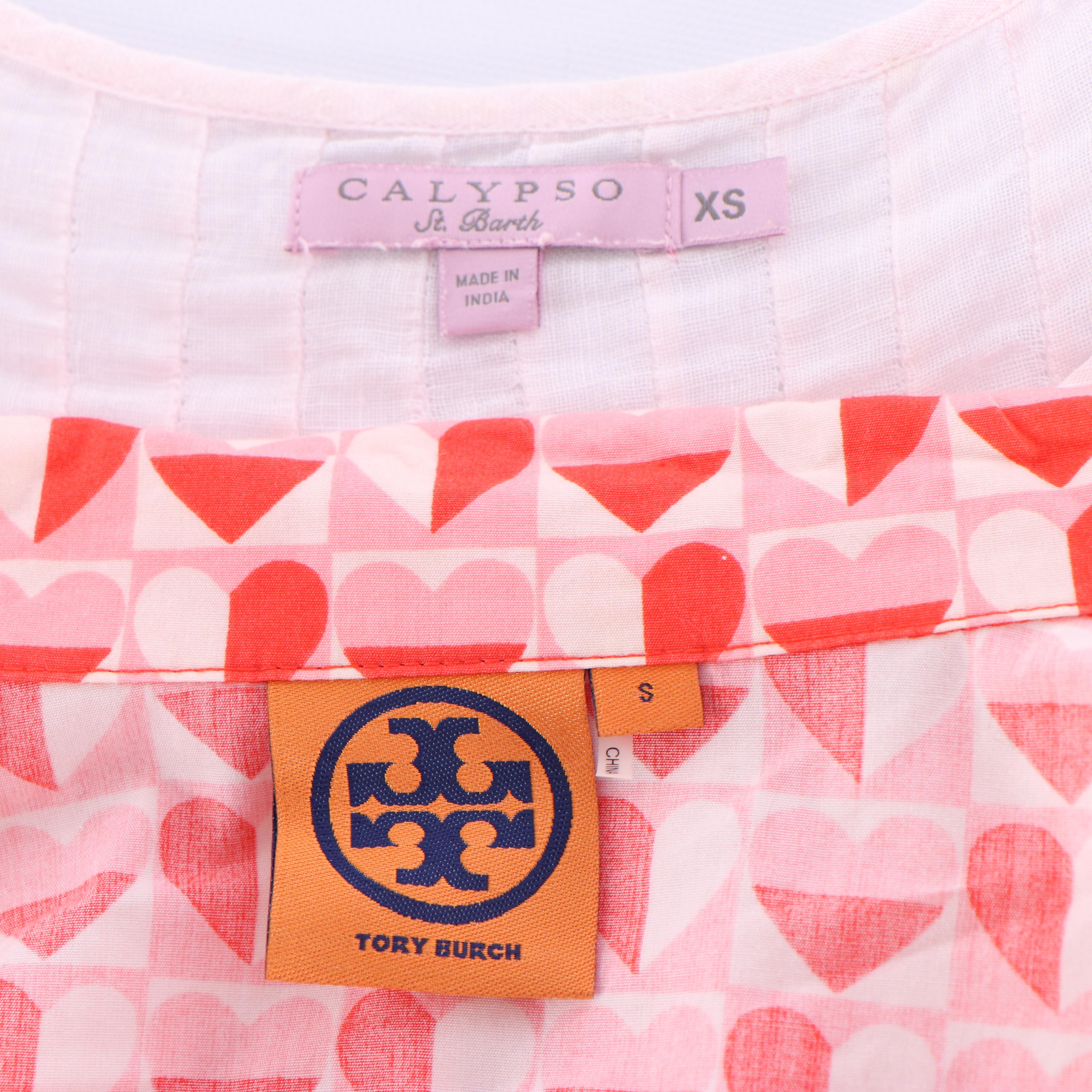 Calypso Embroidered Linen Blouse and Tory Burch Heart Print Pajama Top
